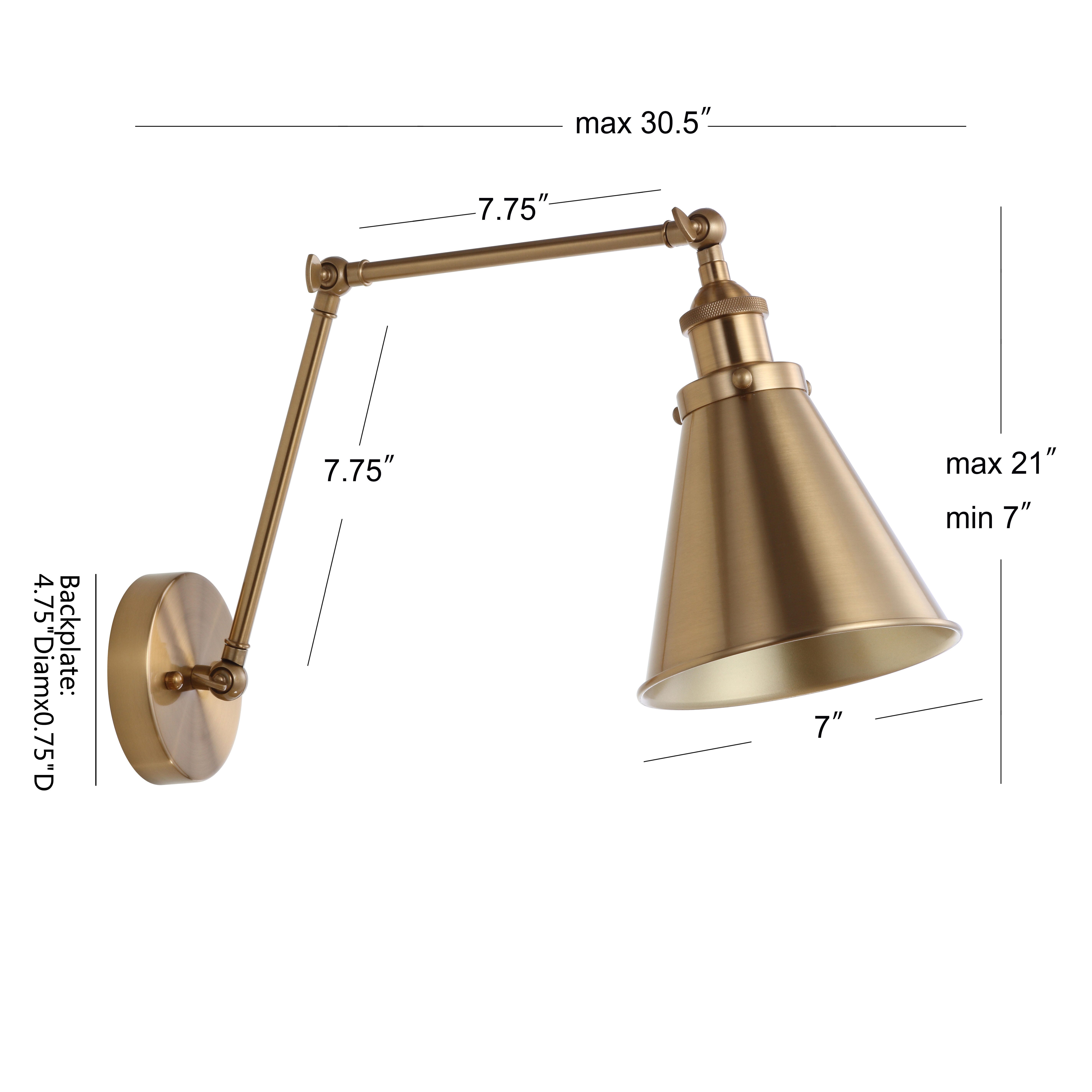 Jonathan Y Adjustable Arm LED Wall Sconce, Gold, large