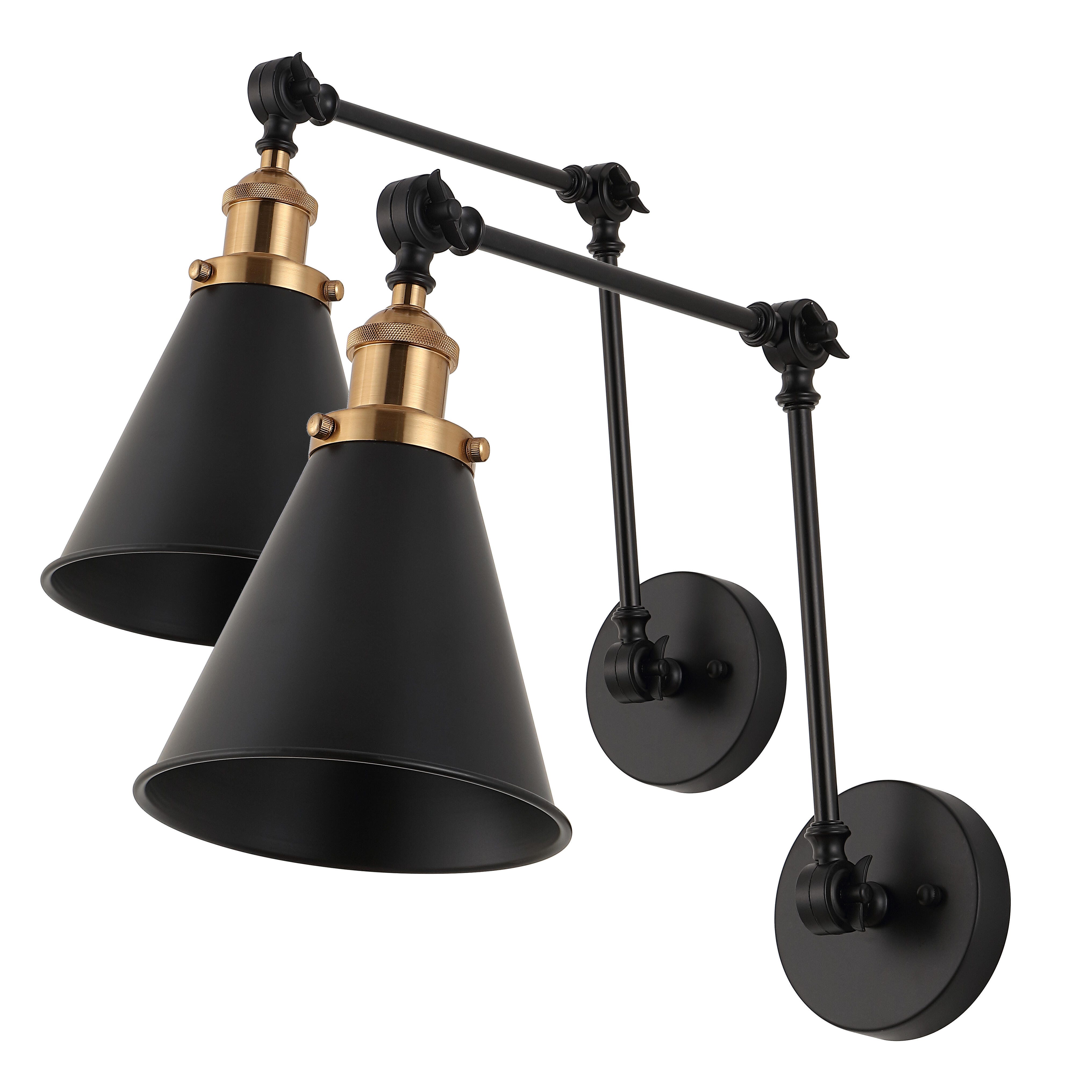 Jonathan Y Adjustable Arm LED Wall Sconce (Set of 2), Black, large