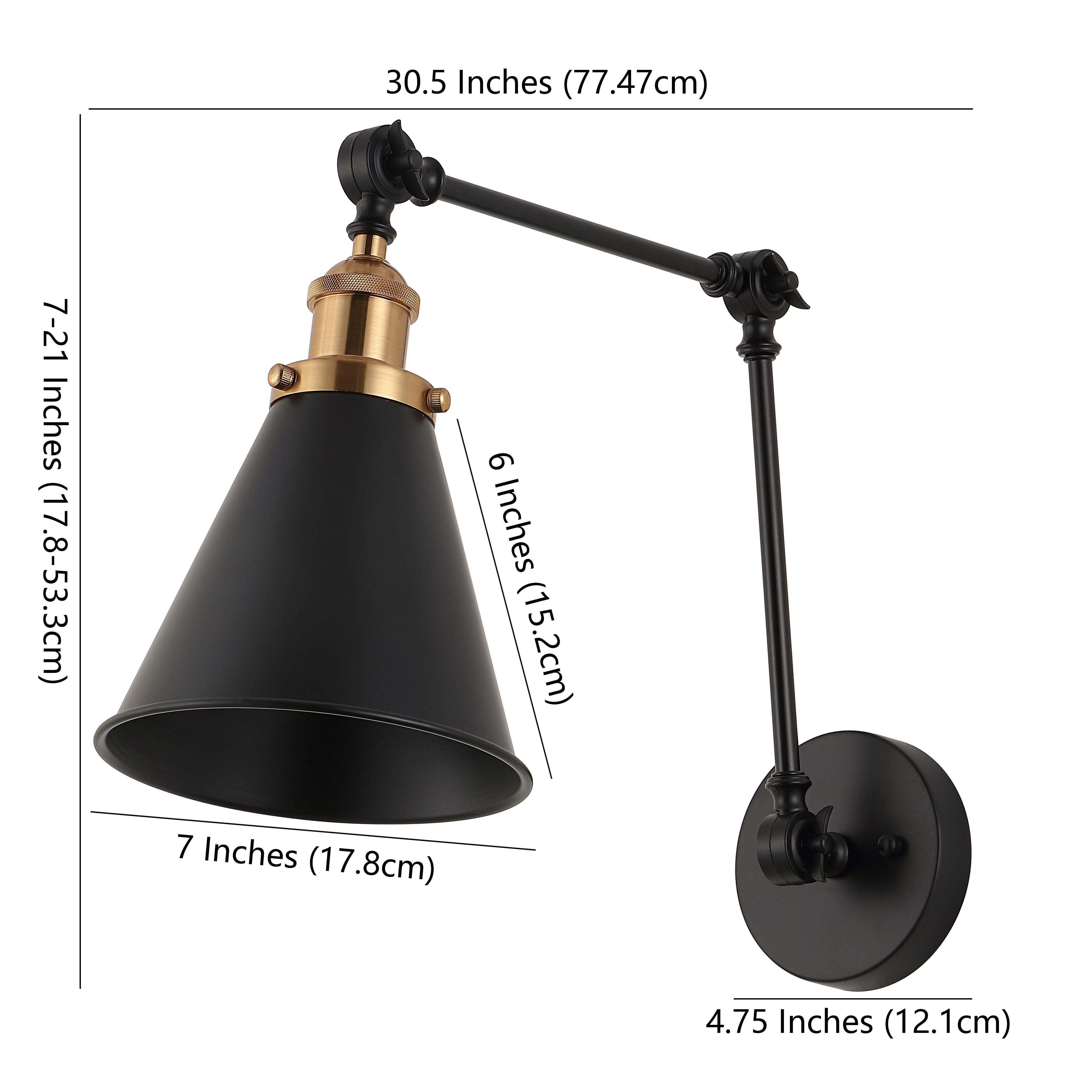 Jonathan Y Adjustable Arm LED Wall Sconce (Set of 2), Black, large