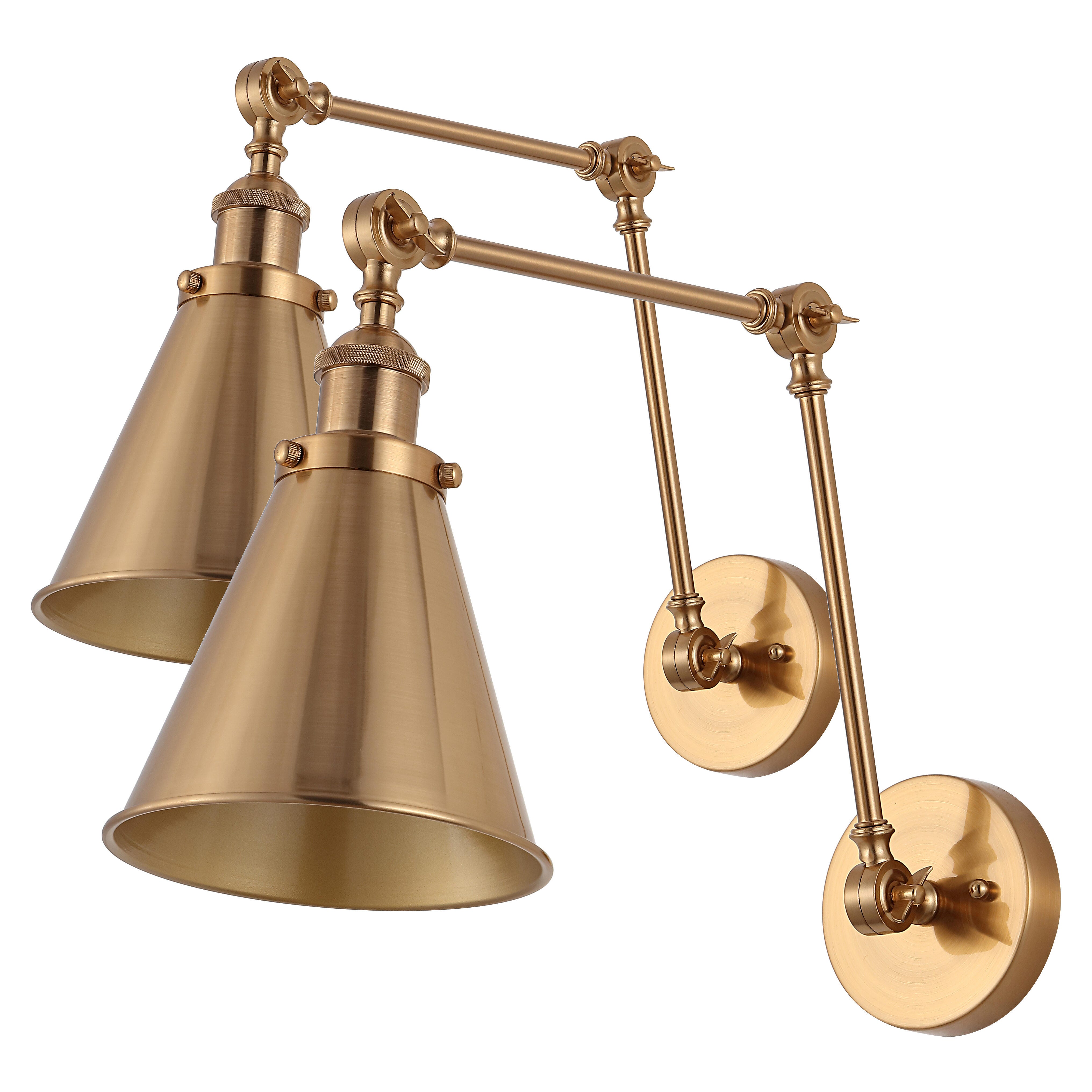 Jonathan Y Adjustable Arm LED Wall Sconce (Set of 2), Brass Gold, large