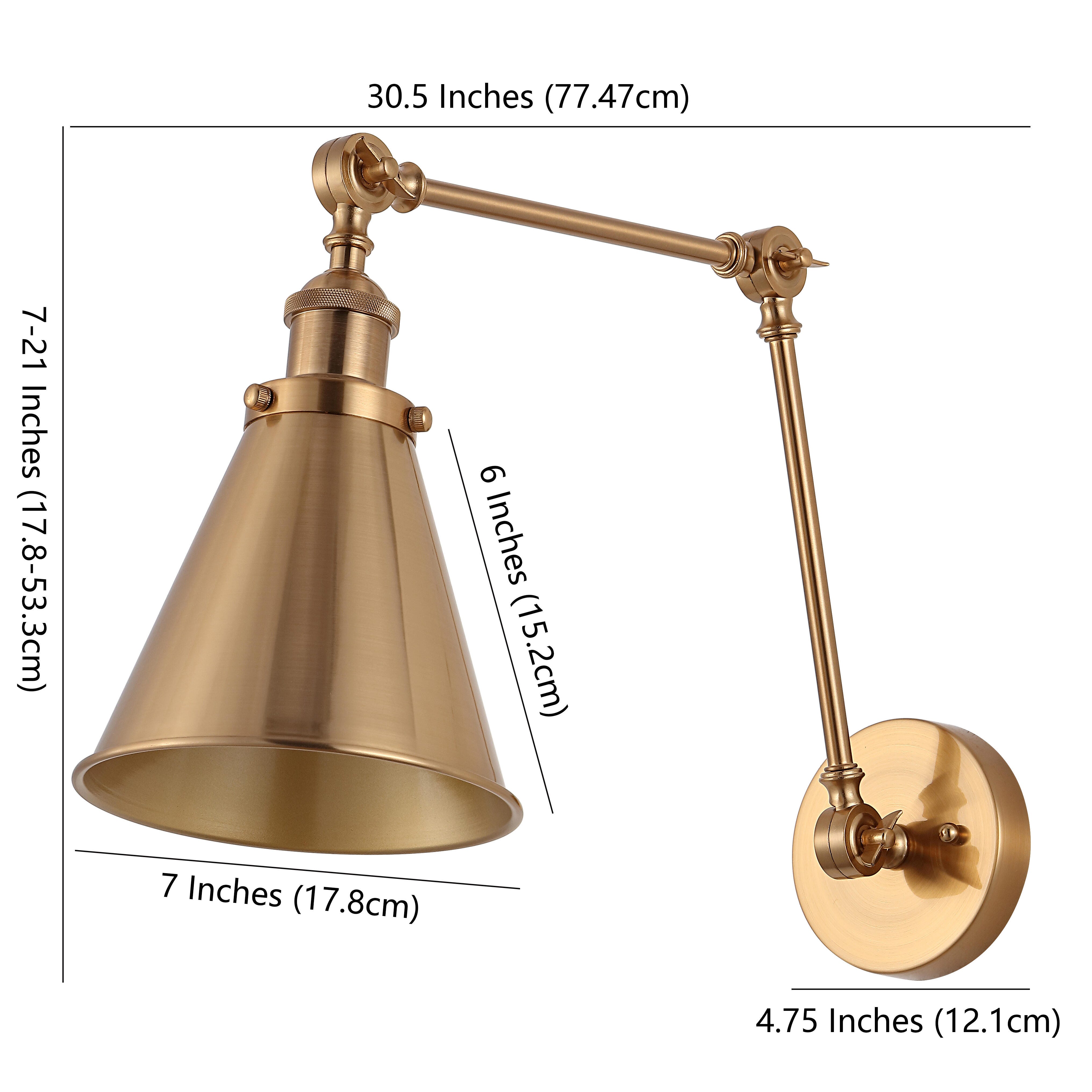 Jonathan Y Adjustable Arm LED Wall Sconce (Set of 2), Brass Gold, large