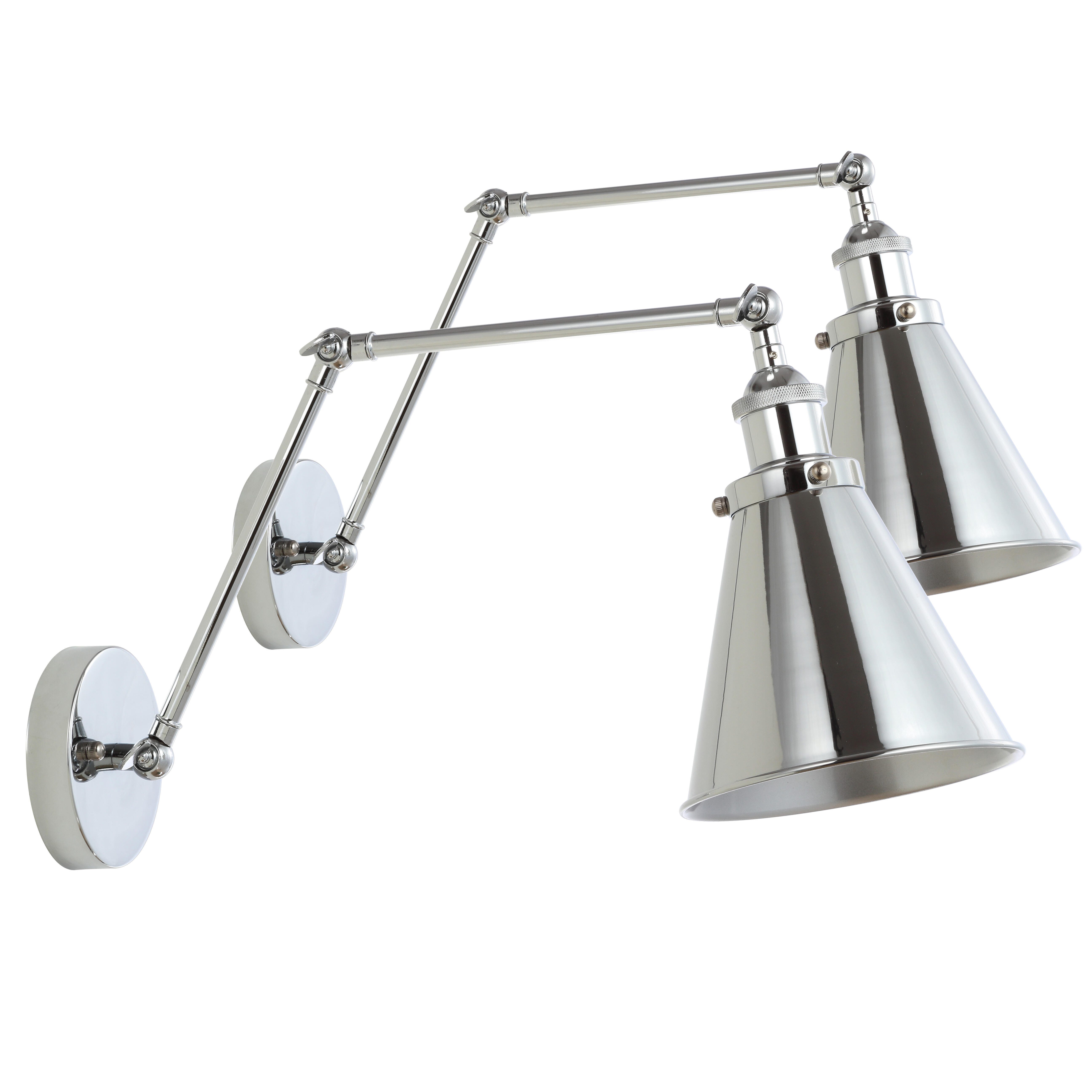 Jonathan Y Adjustable Arm LED Wall Sconce (Set of 2), Chrome, large