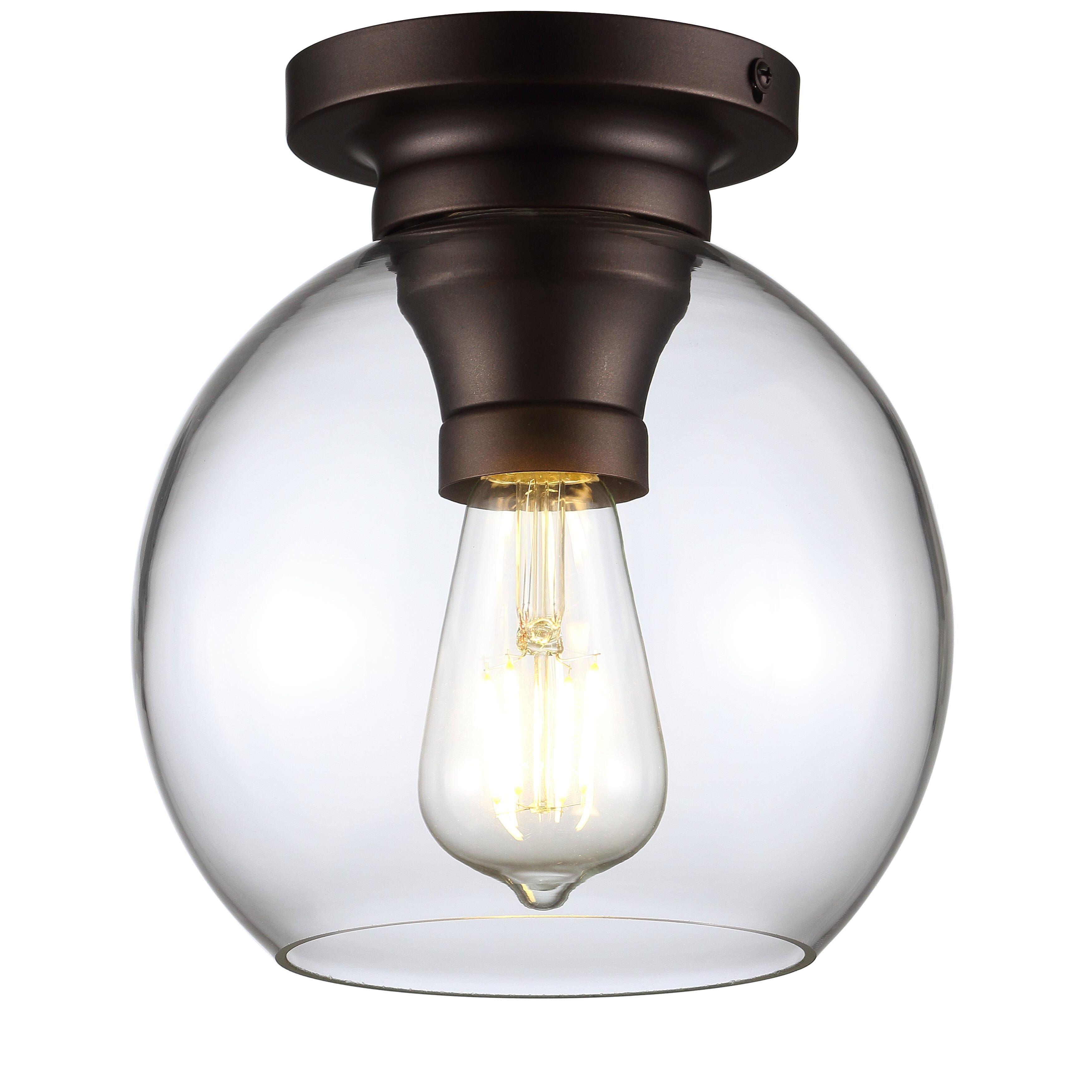 Jonathan Y Atlas 8" LED Flush Mount Light, Bronze, large