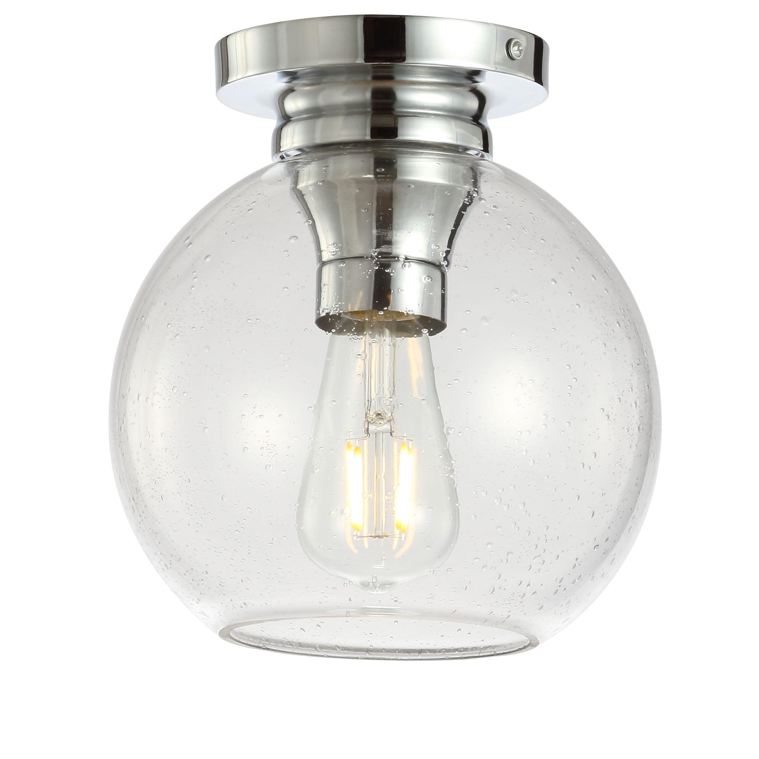 Jonathan Y Atlas 8" LED Flush Mount Light, Chrome, large