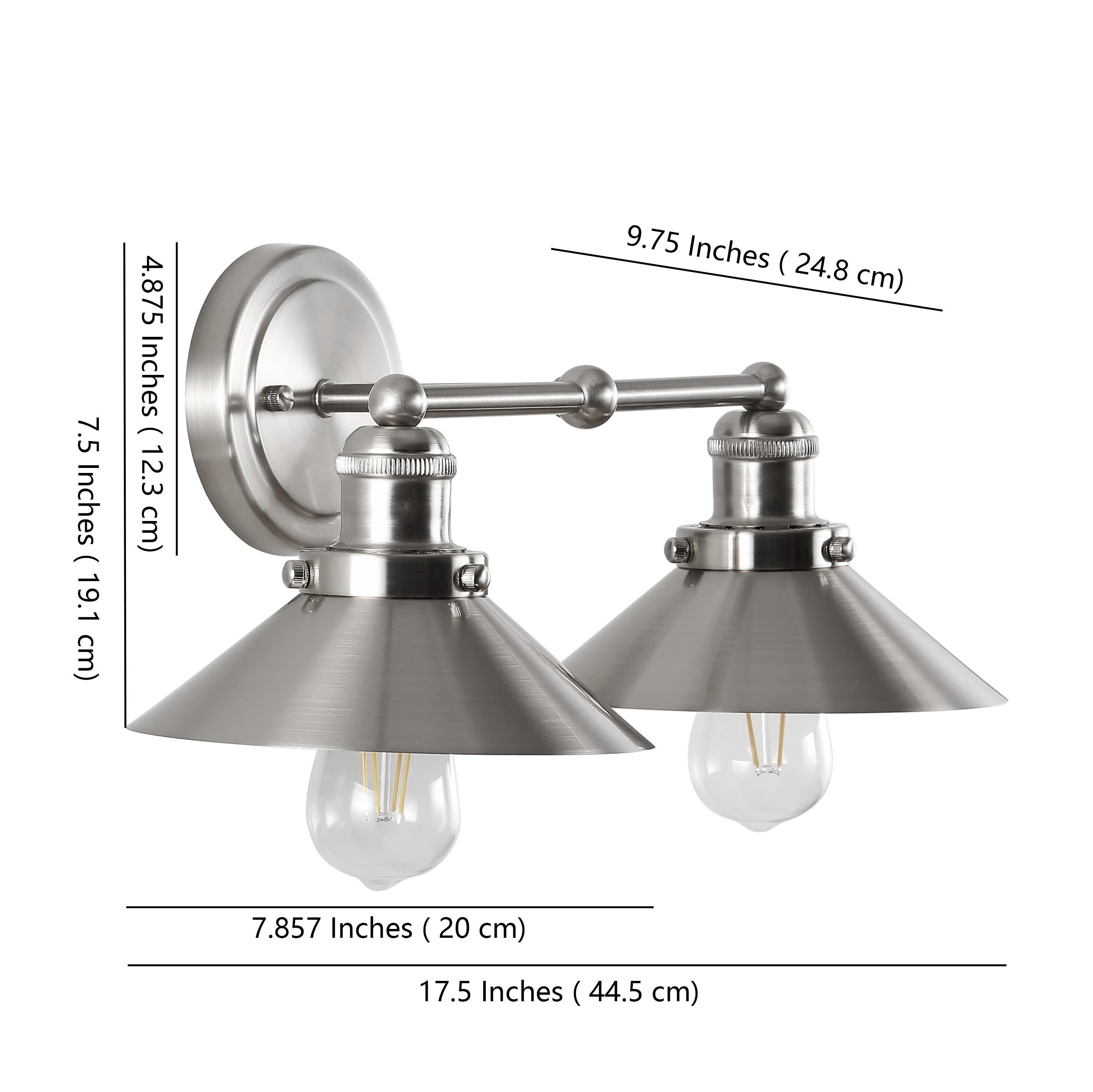 Jonathan Y July 17" 2-light Sconce, Nickel, large