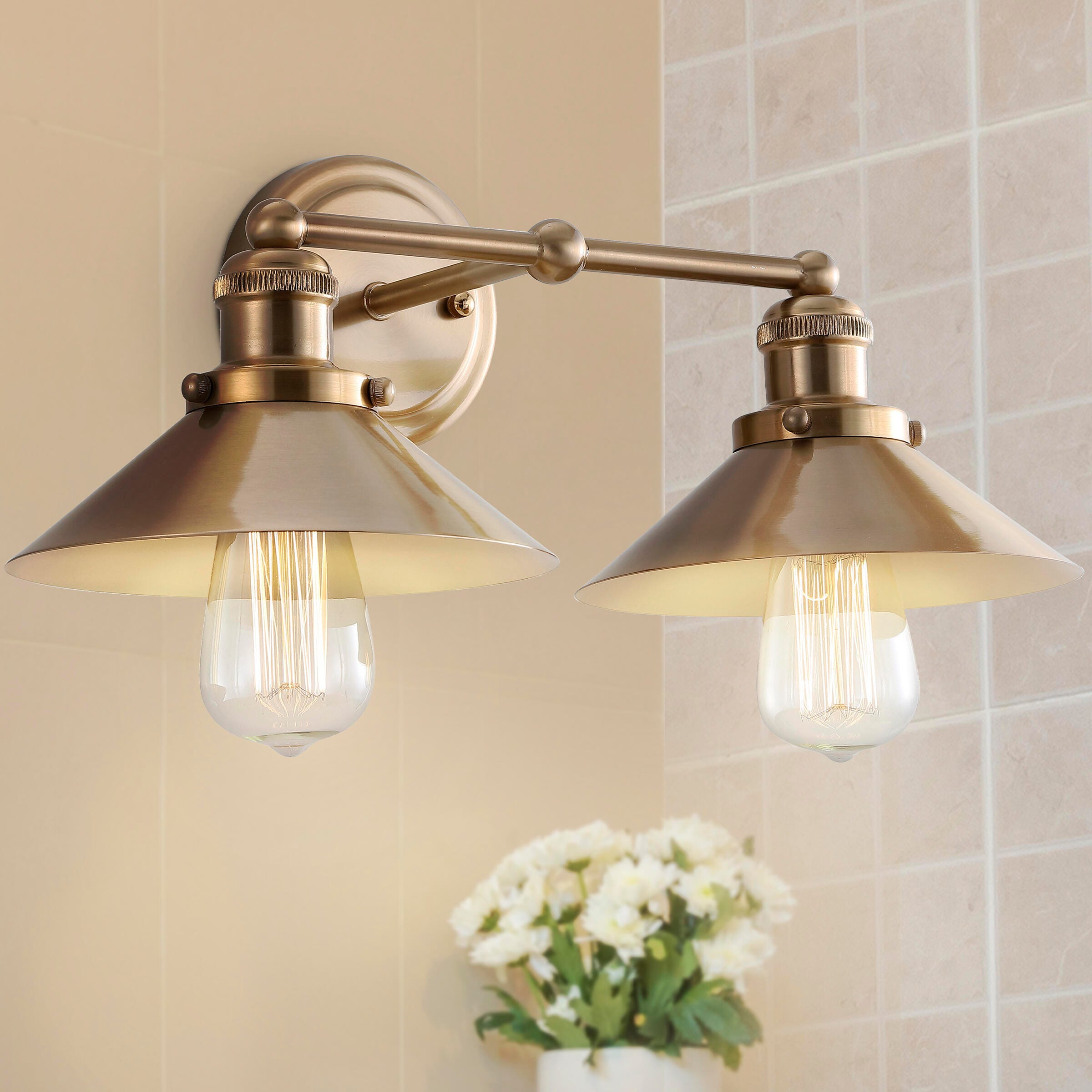 Jonathan Y July 2-Light Sconce, Brass/Gold, large