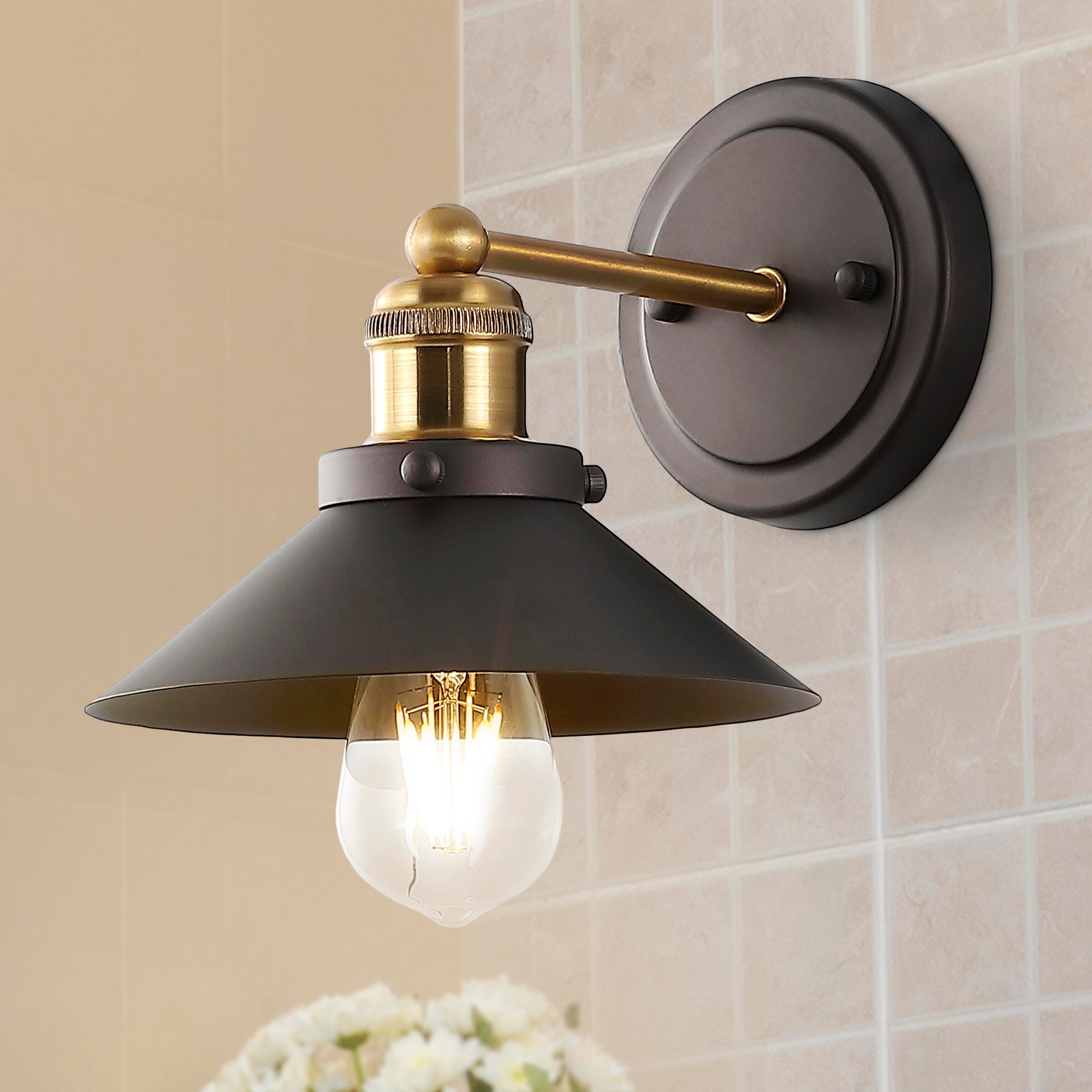 Jonathan Y July 8" Shade Sconce, Bronze, large