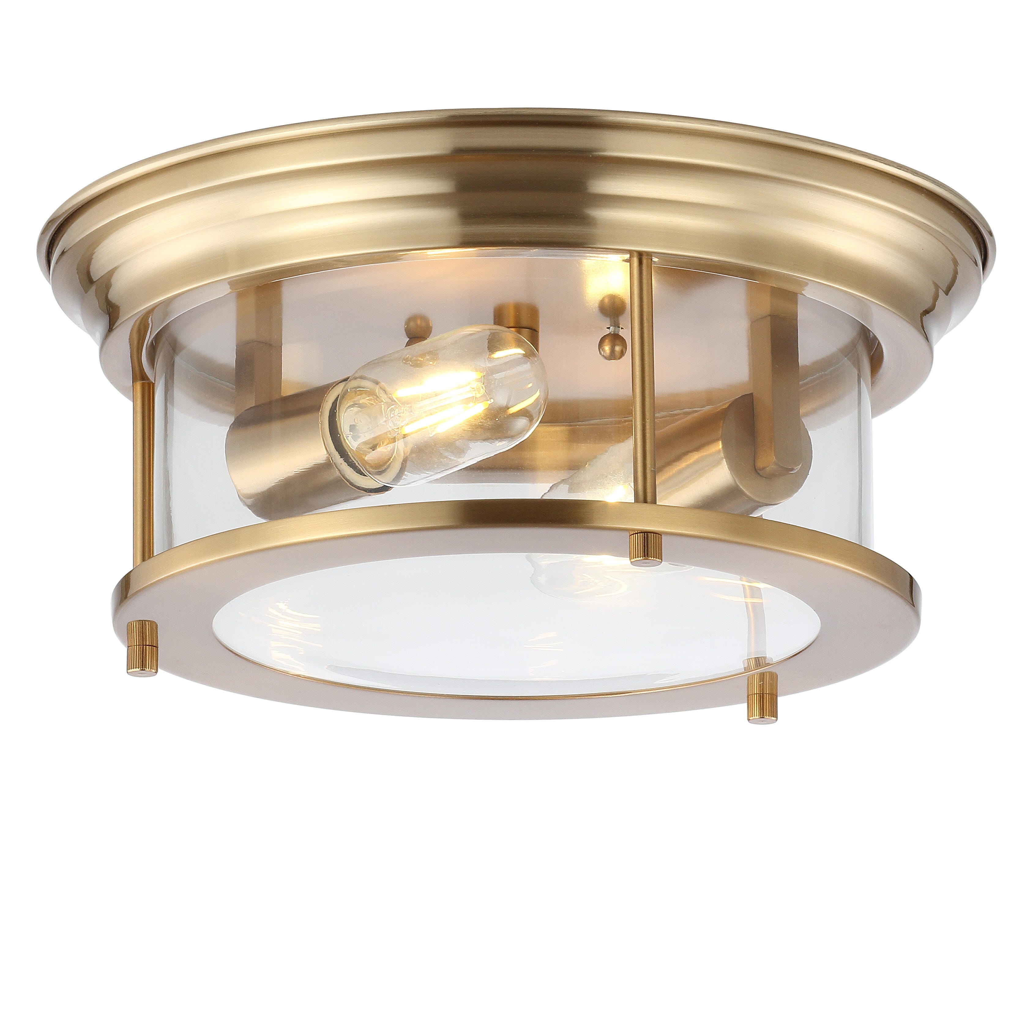 Jonathan Y Lauren 2-Light Flush Mount Light, Brass/Gold, large