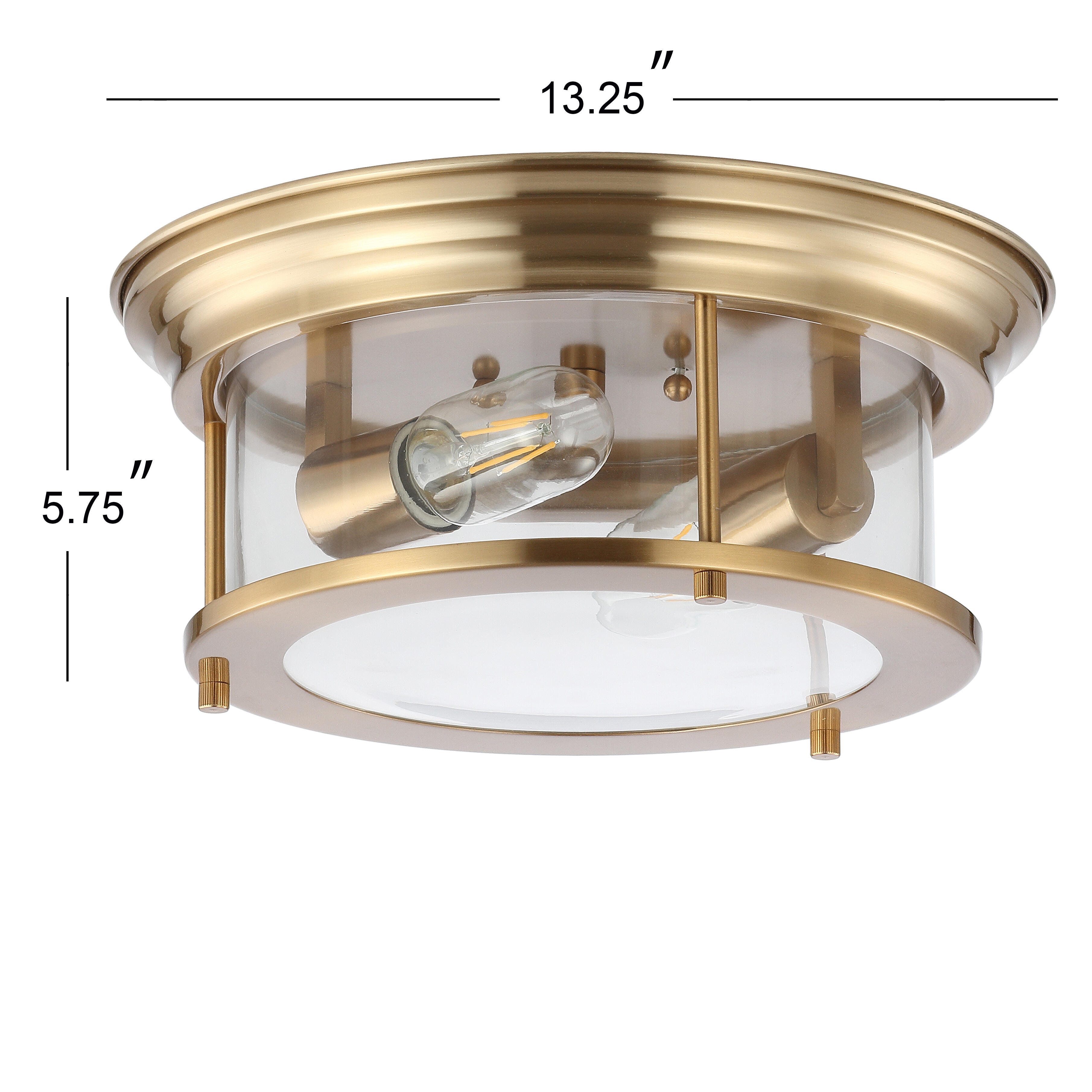 Jonathan Y Lauren 2-Light Flush Mount Light, Brass/Gold, large