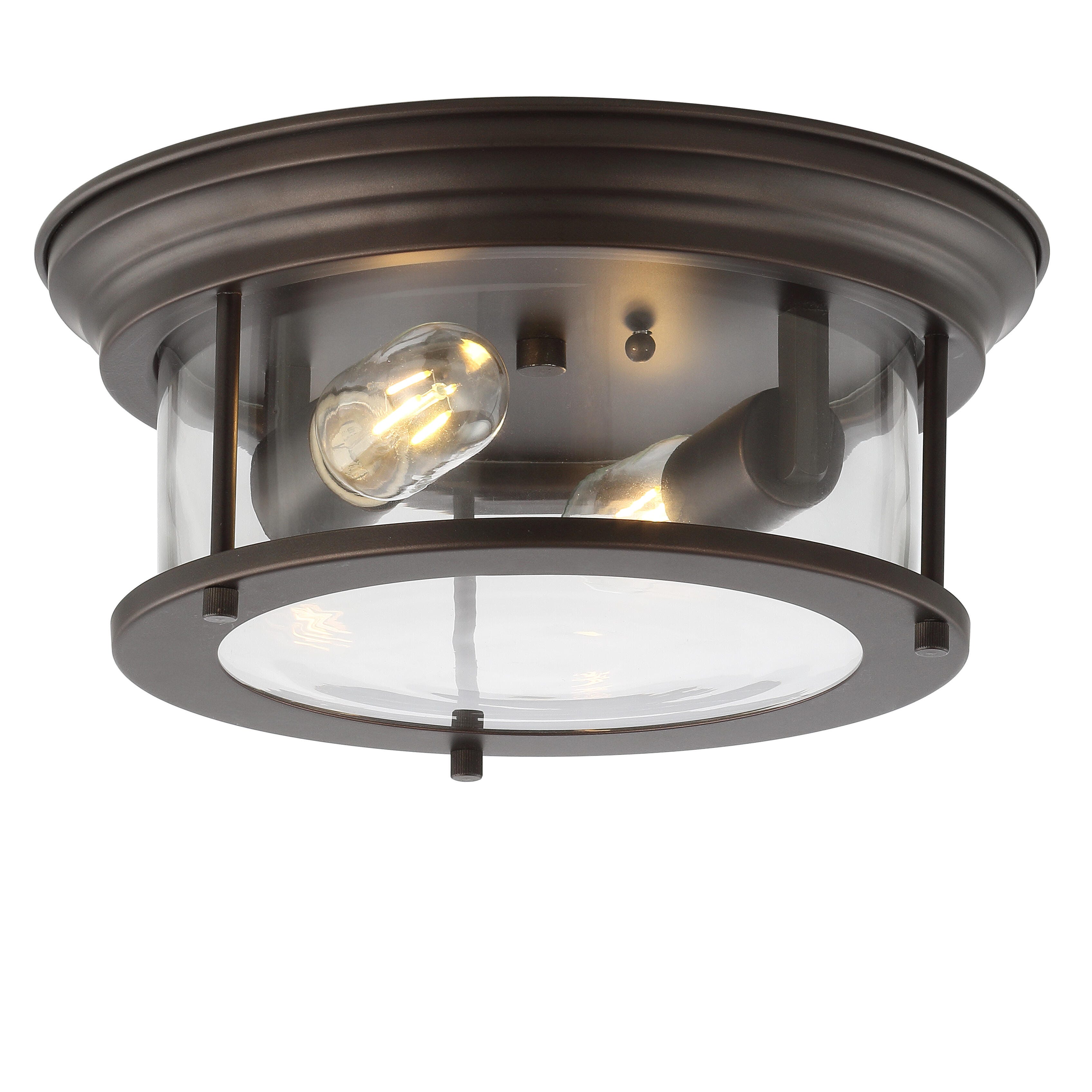 Jonathan Y Lauren 2-Light Flush Mount Light, Bronze, large