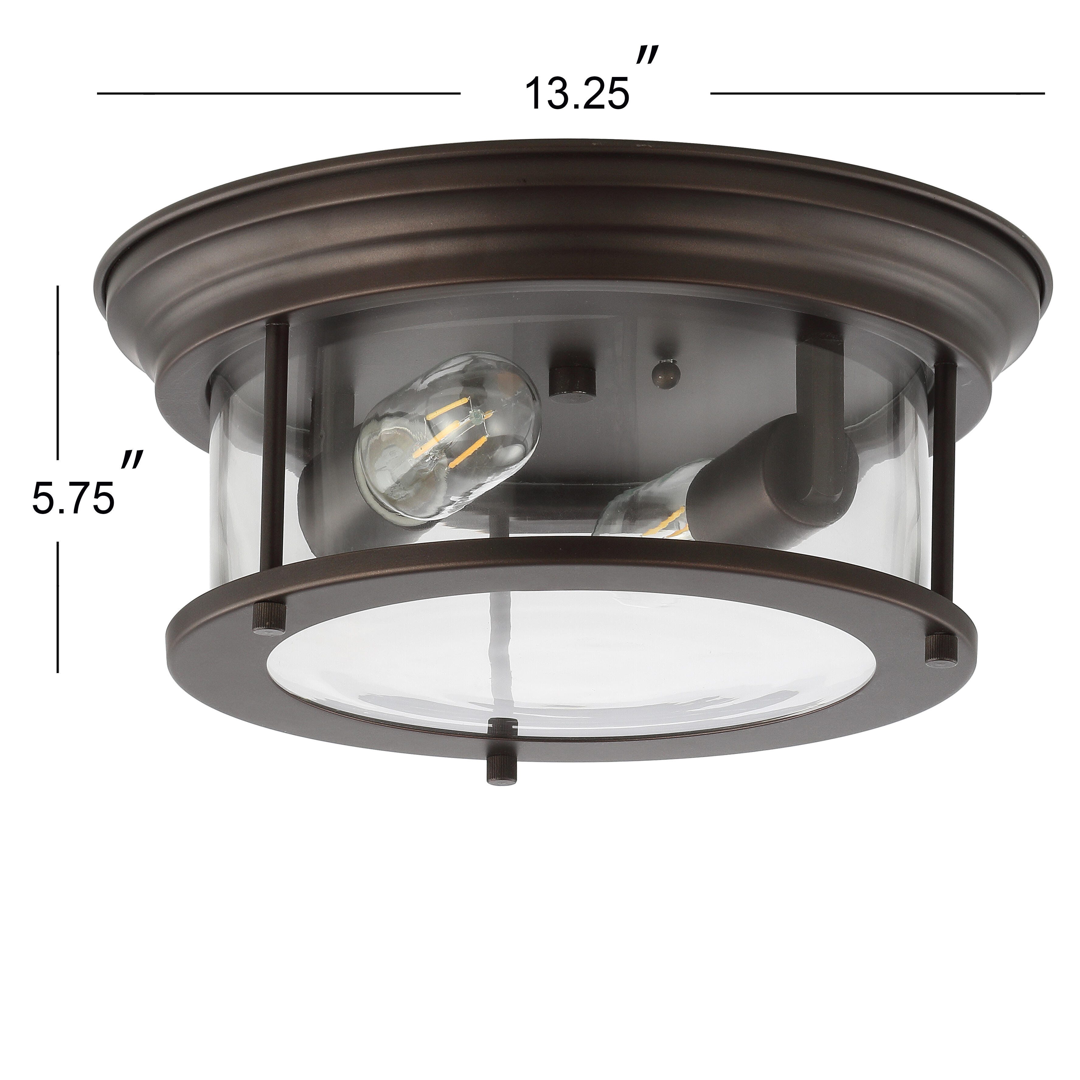 Jonathan Y Lauren 2-Light Flush Mount Light, Bronze, large