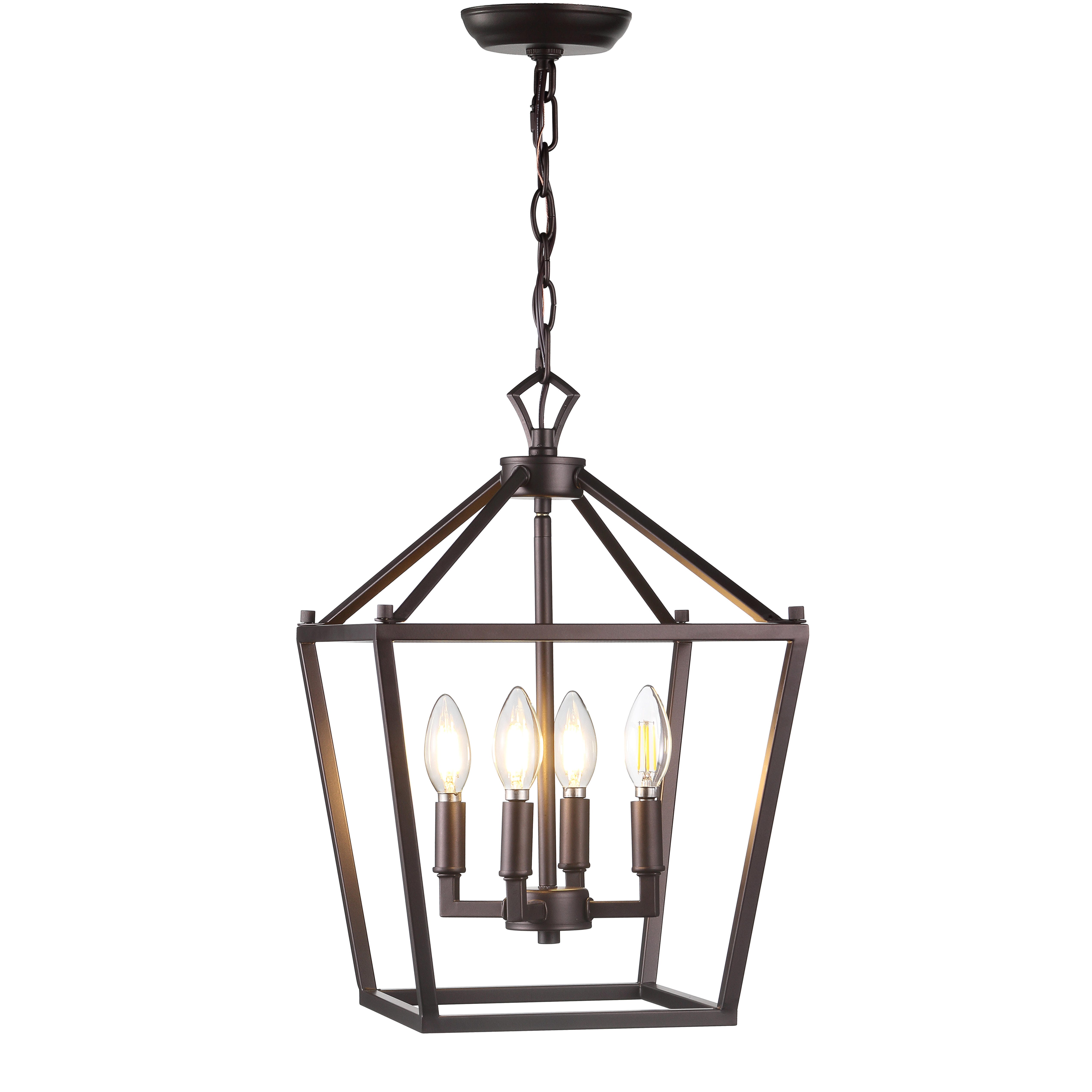 Jonathan Y Pagoda 4-Bulb Pendant Light, Bronze, large