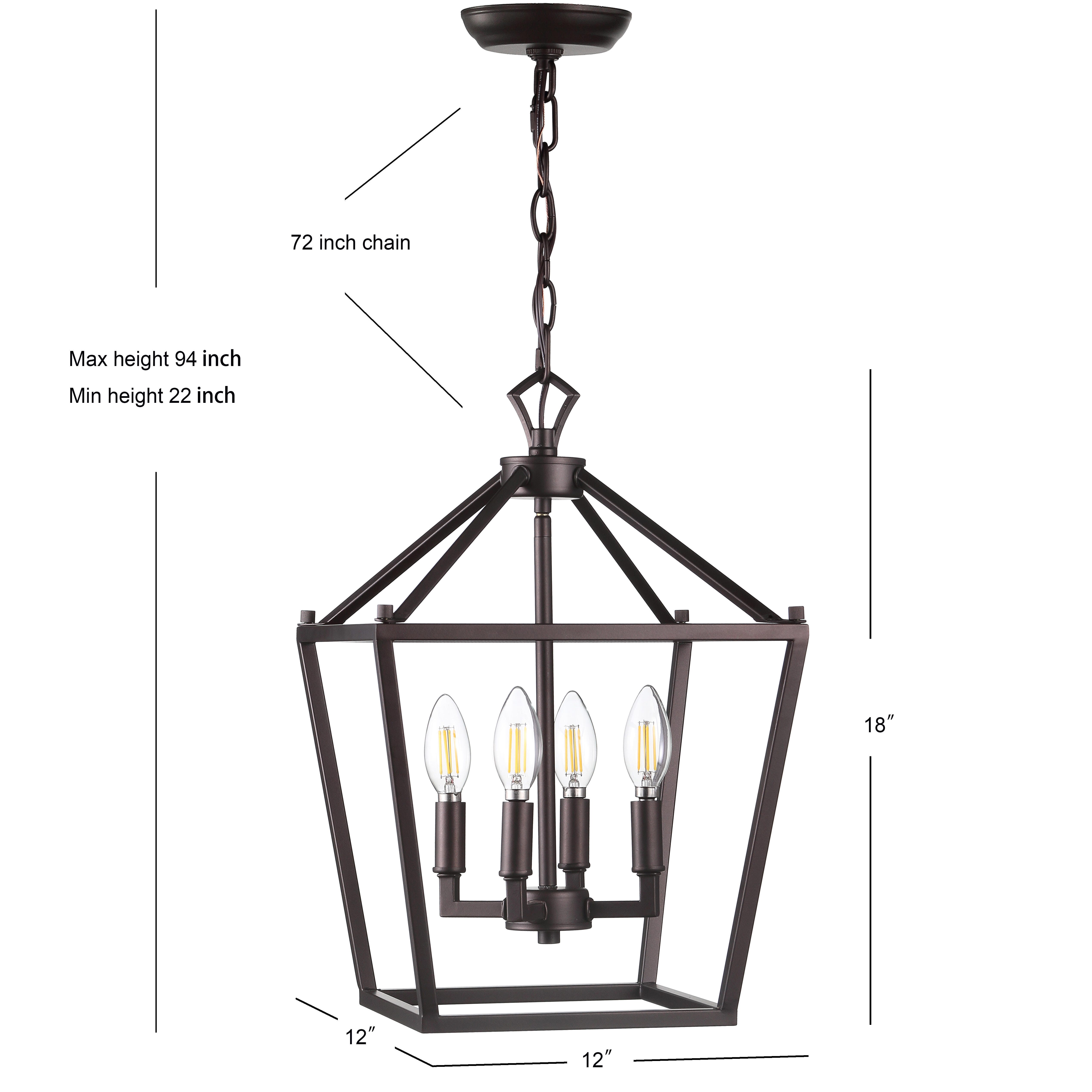 Jonathan Y Pagoda 4-Bulb Pendant Light, Bronze, large
