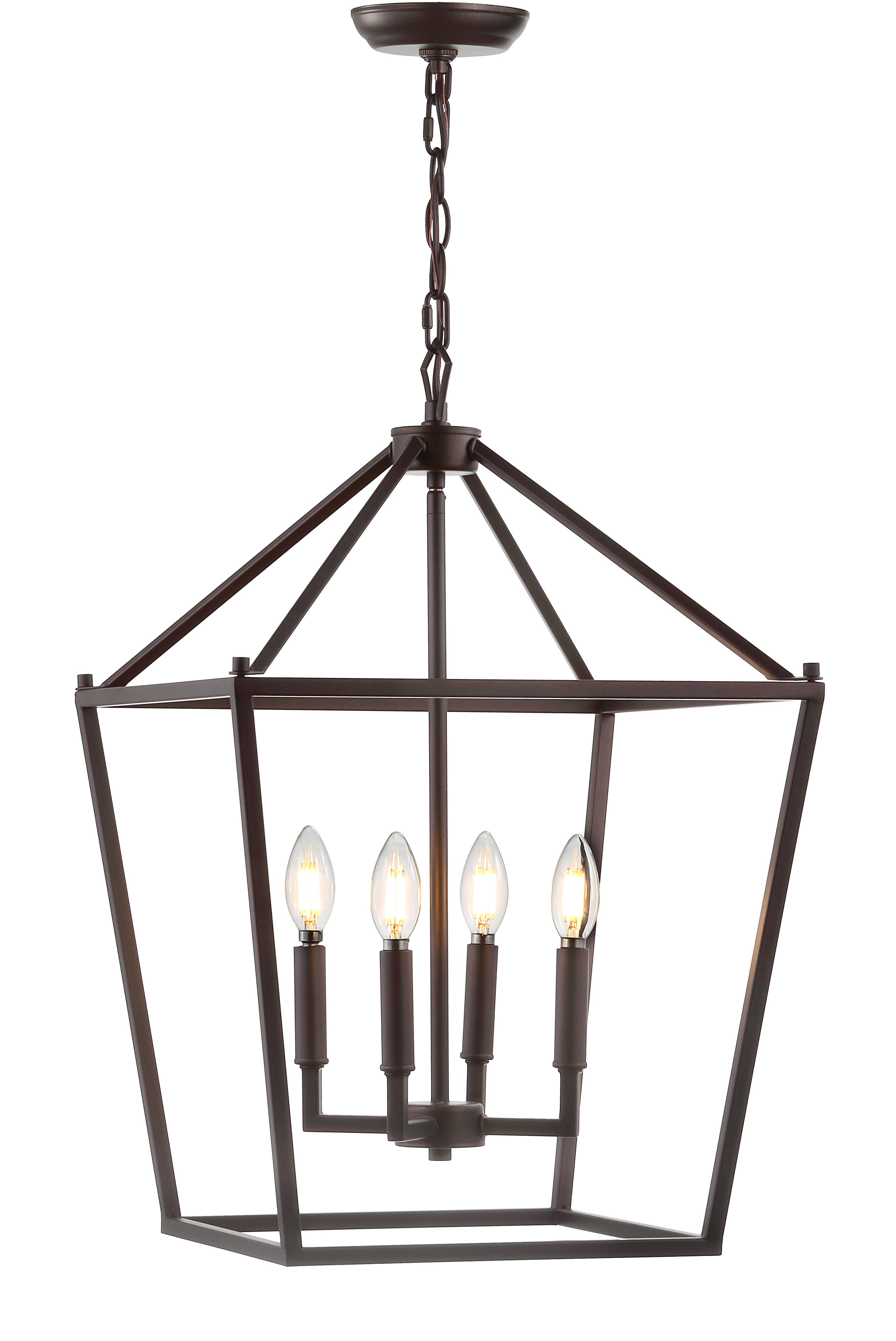 Jonathan Y Pagoda 4-Bulb LED Pendant Light, Bronze, large