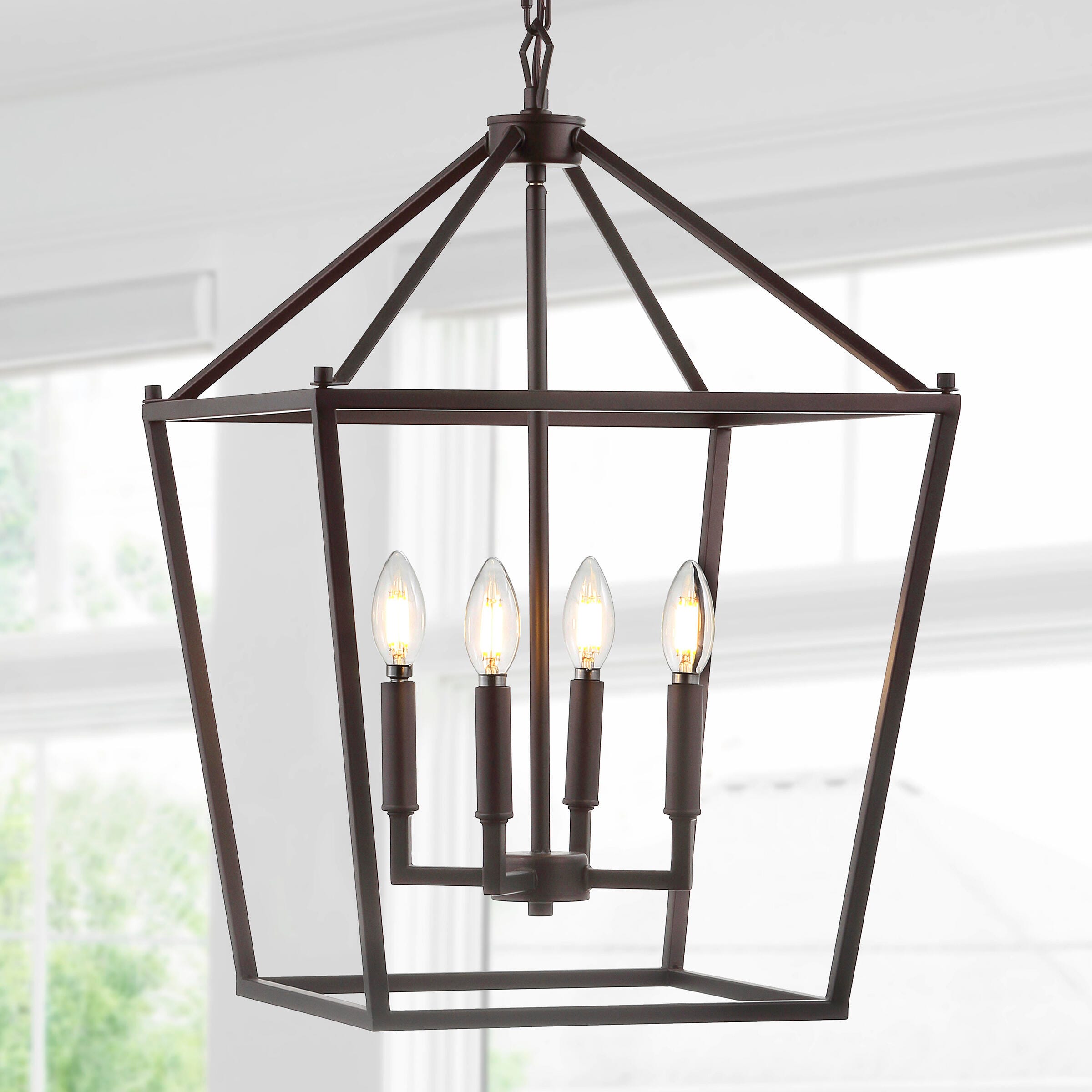 Jonathan Y Pagoda 4-Bulb LED Pendant Light, Bronze, large