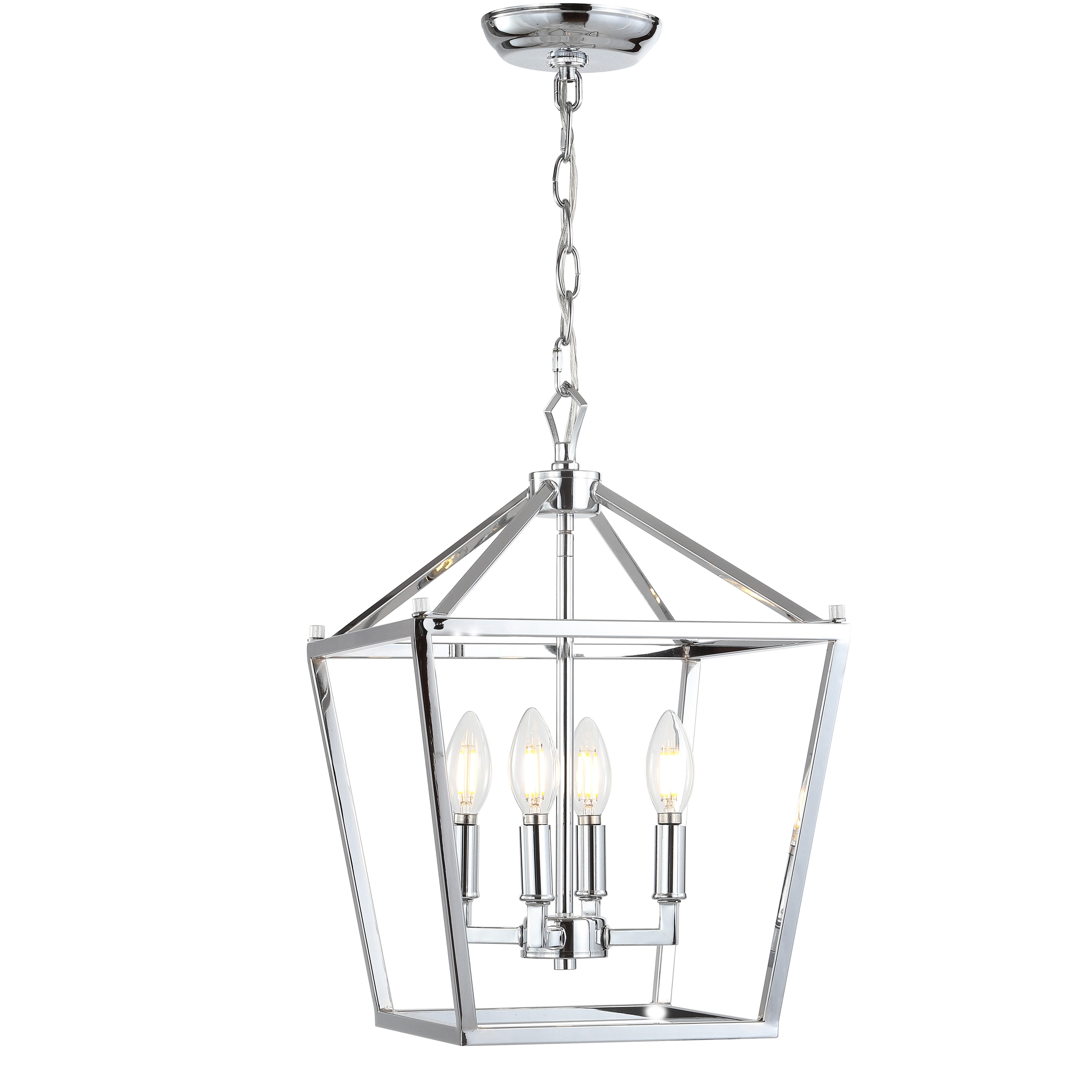 Jonathan Y Pagoda 4-Bulb Pendant Light, Chrome, large