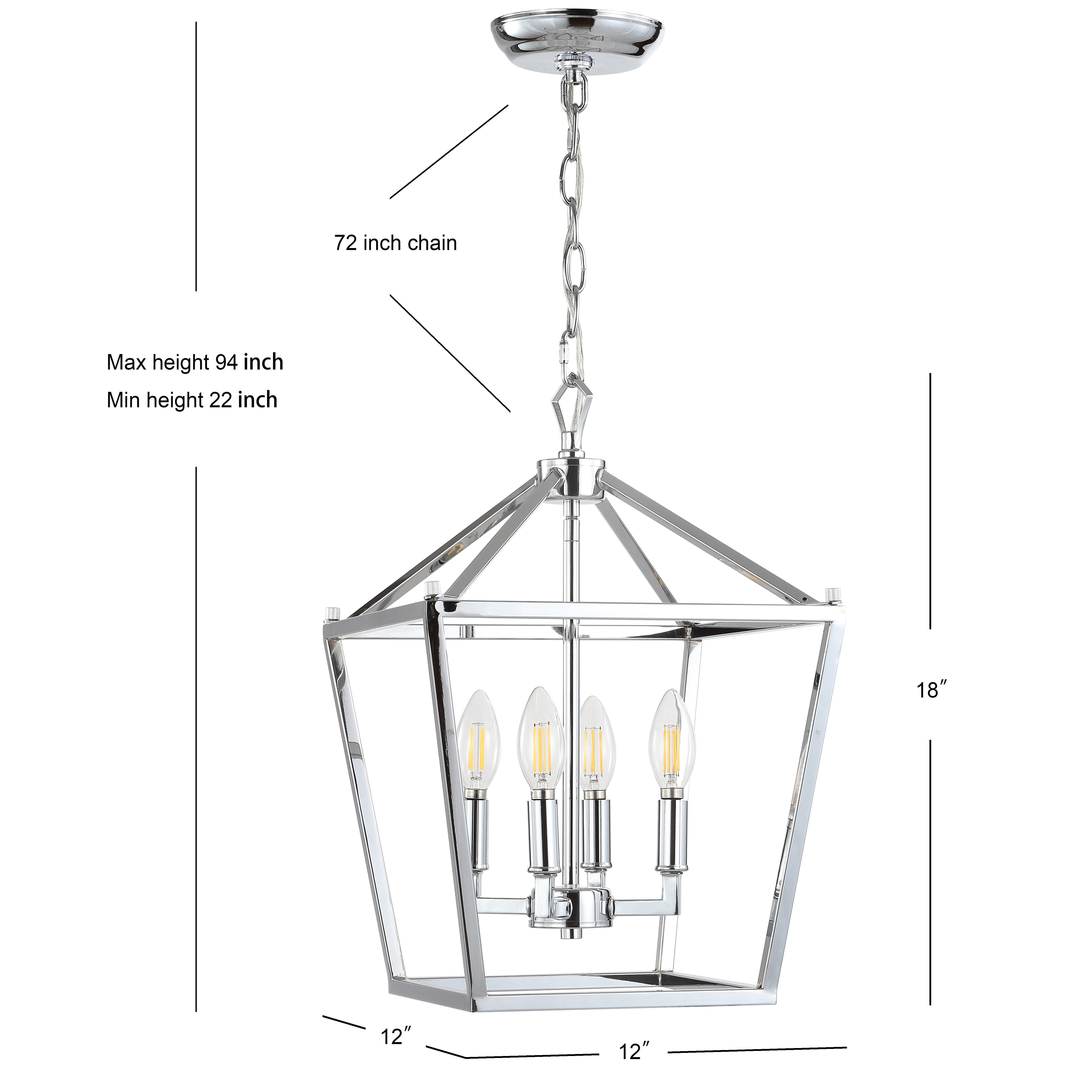 Jonathan Y Pagoda 4-Bulb Pendant Light, Chrome, large