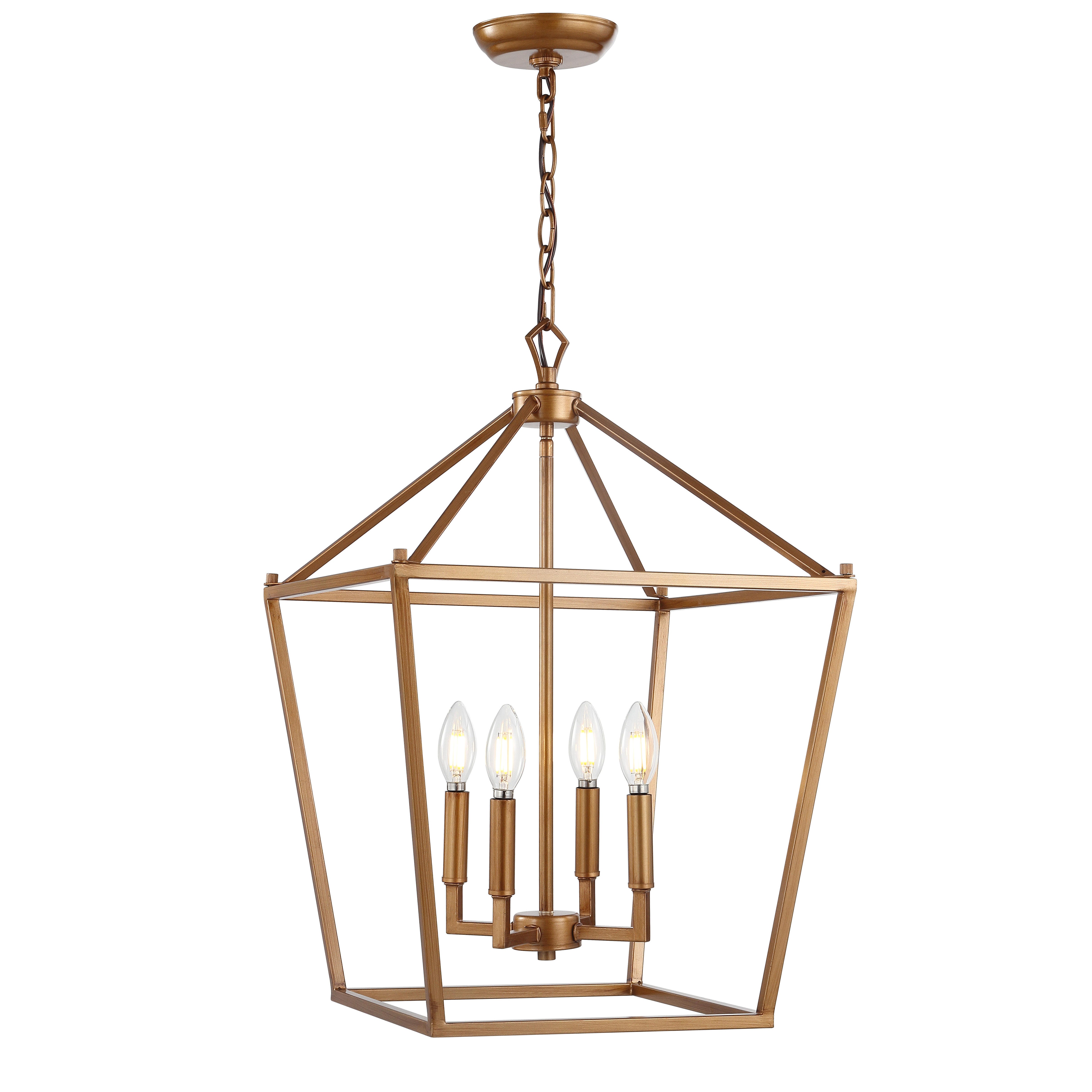 Jonathan Y Pagoda 4-Bulb LED Pendant Light, Antique Gold, large