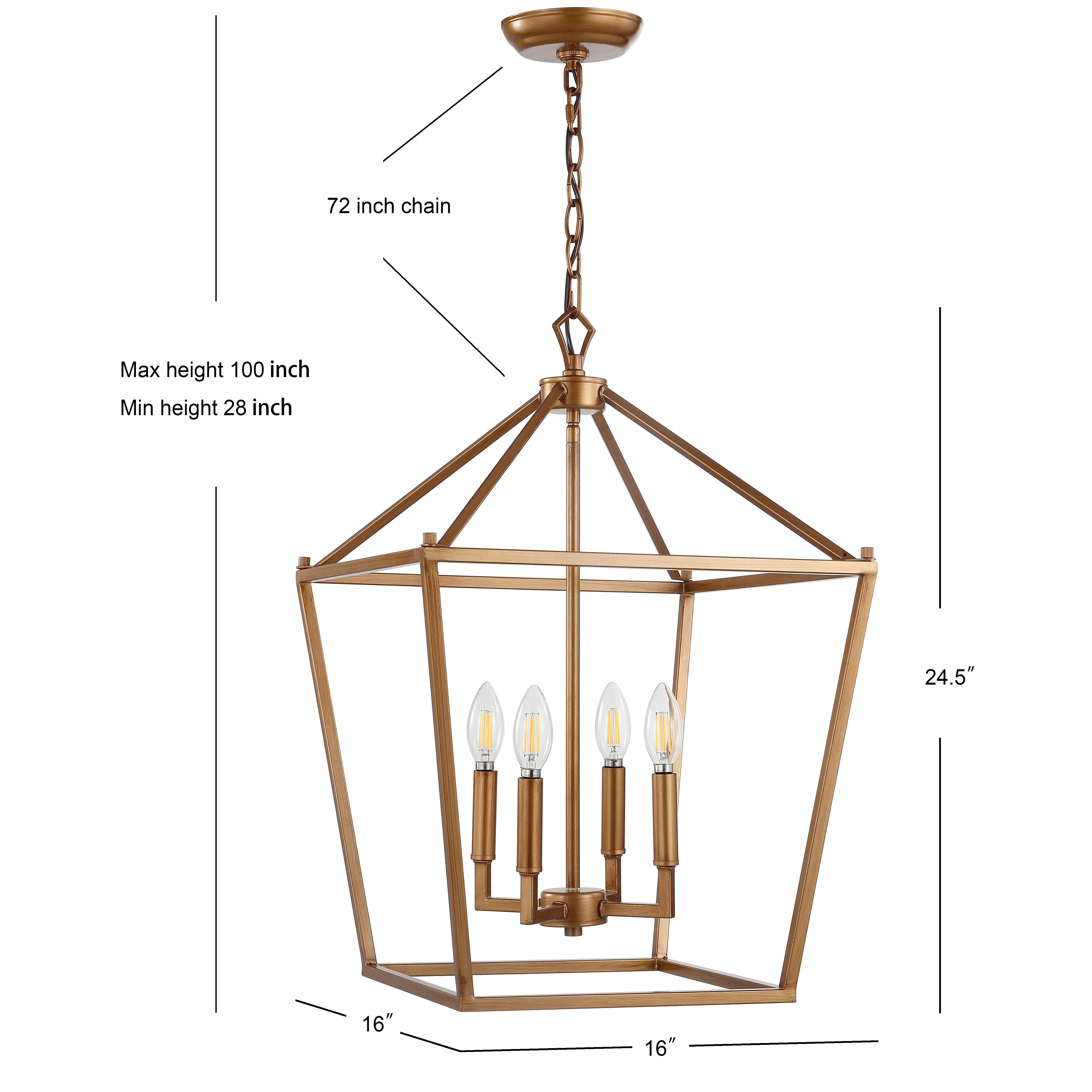 Jonathan Y Pagoda 4-Bulb LED Pendant Light, Antique Gold, large