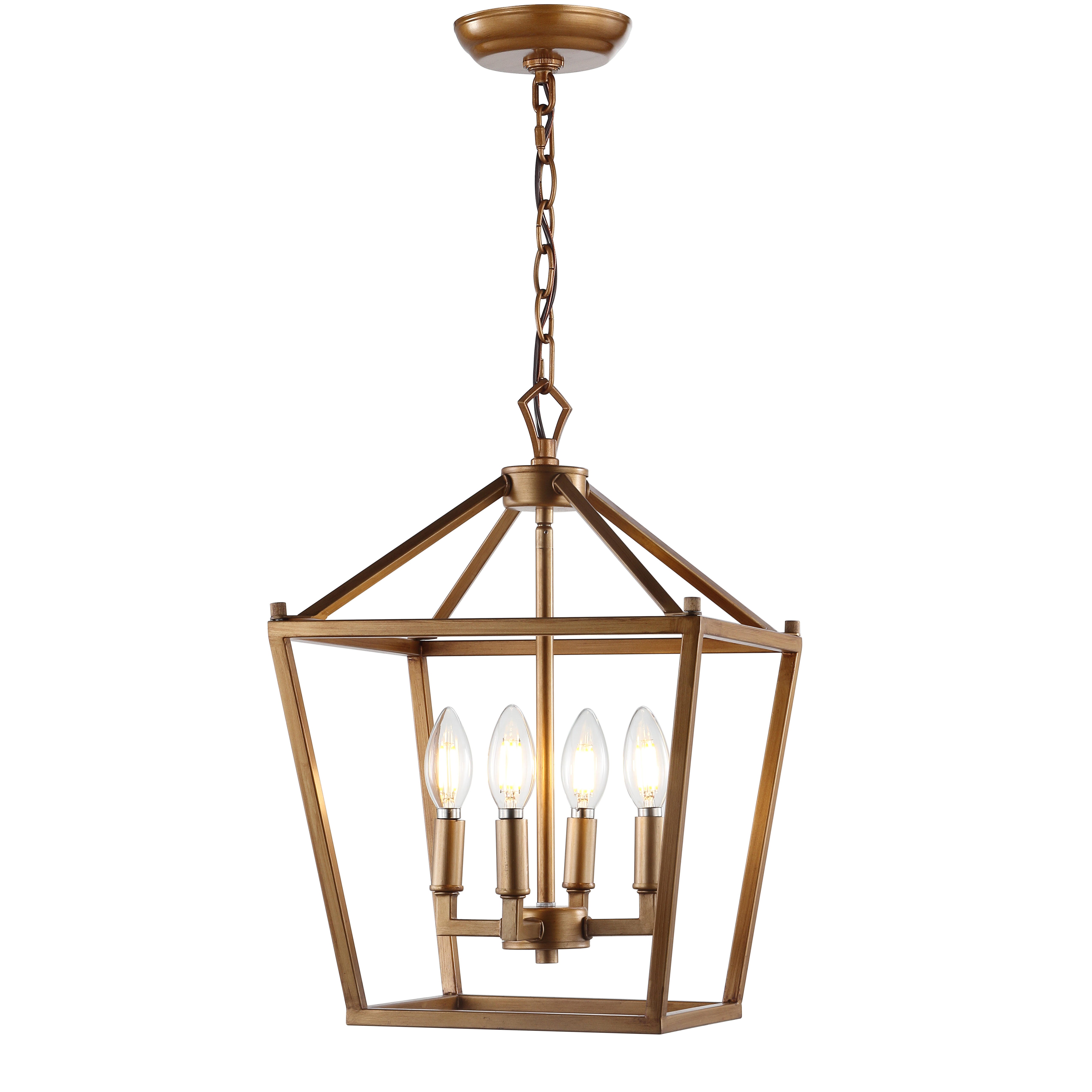 Jonathan Y Pagoda 4-Bulb Pendant Light, Antique Gold, large