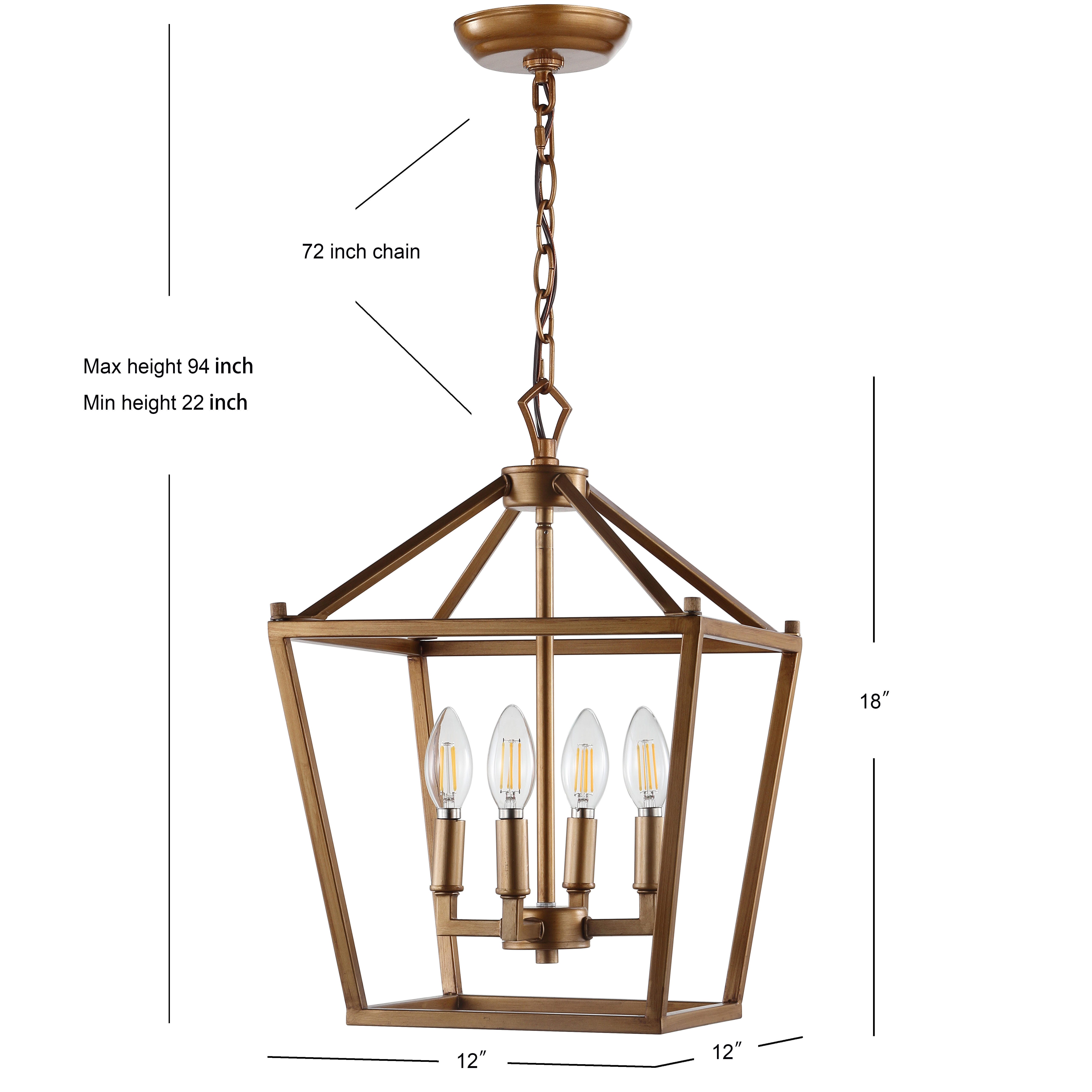 Jonathan Y Pagoda 4-Bulb Pendant Light, Antique Gold, large
