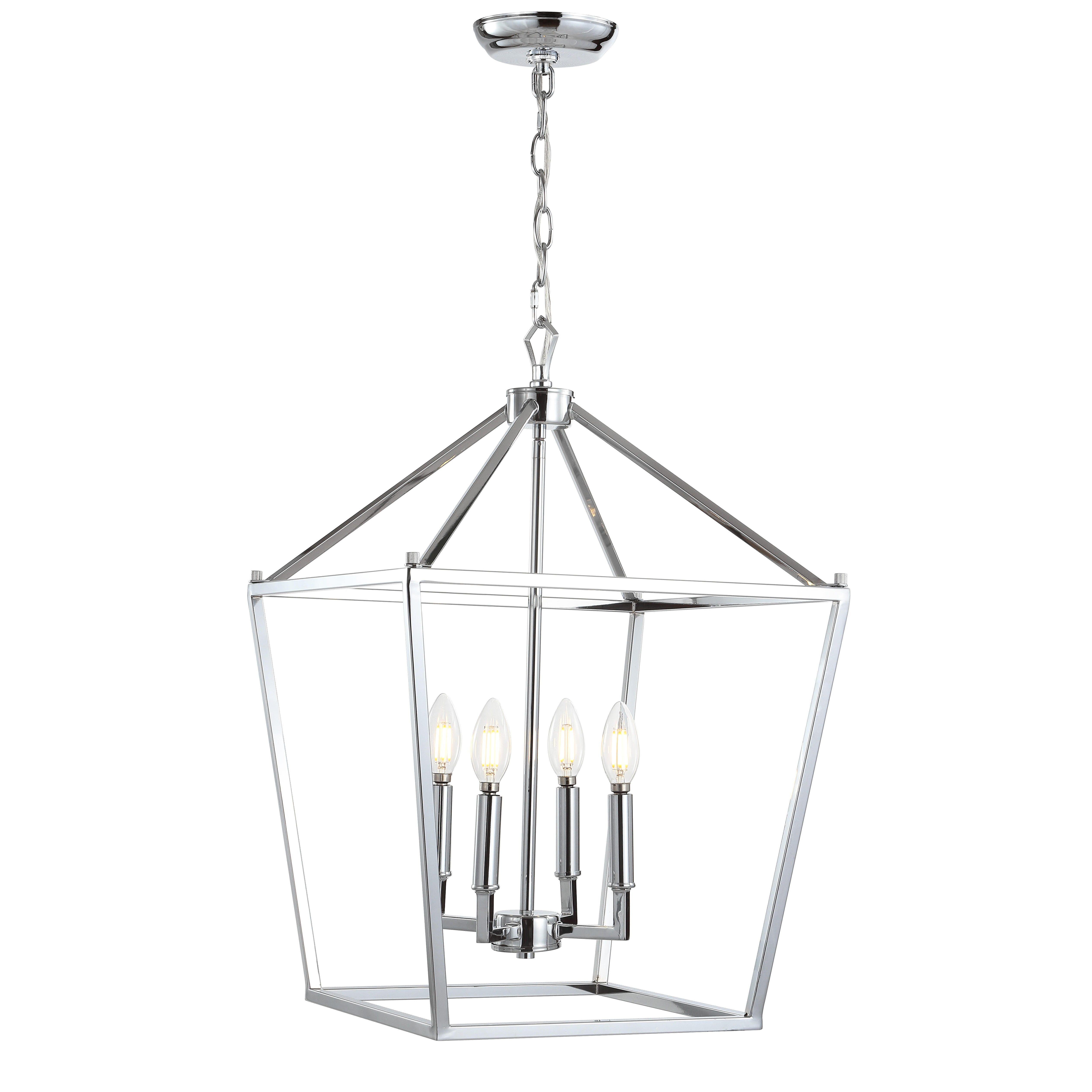 Jonathan Y Pagoda 4-Bulb LED Pendant Light, Chrome, large