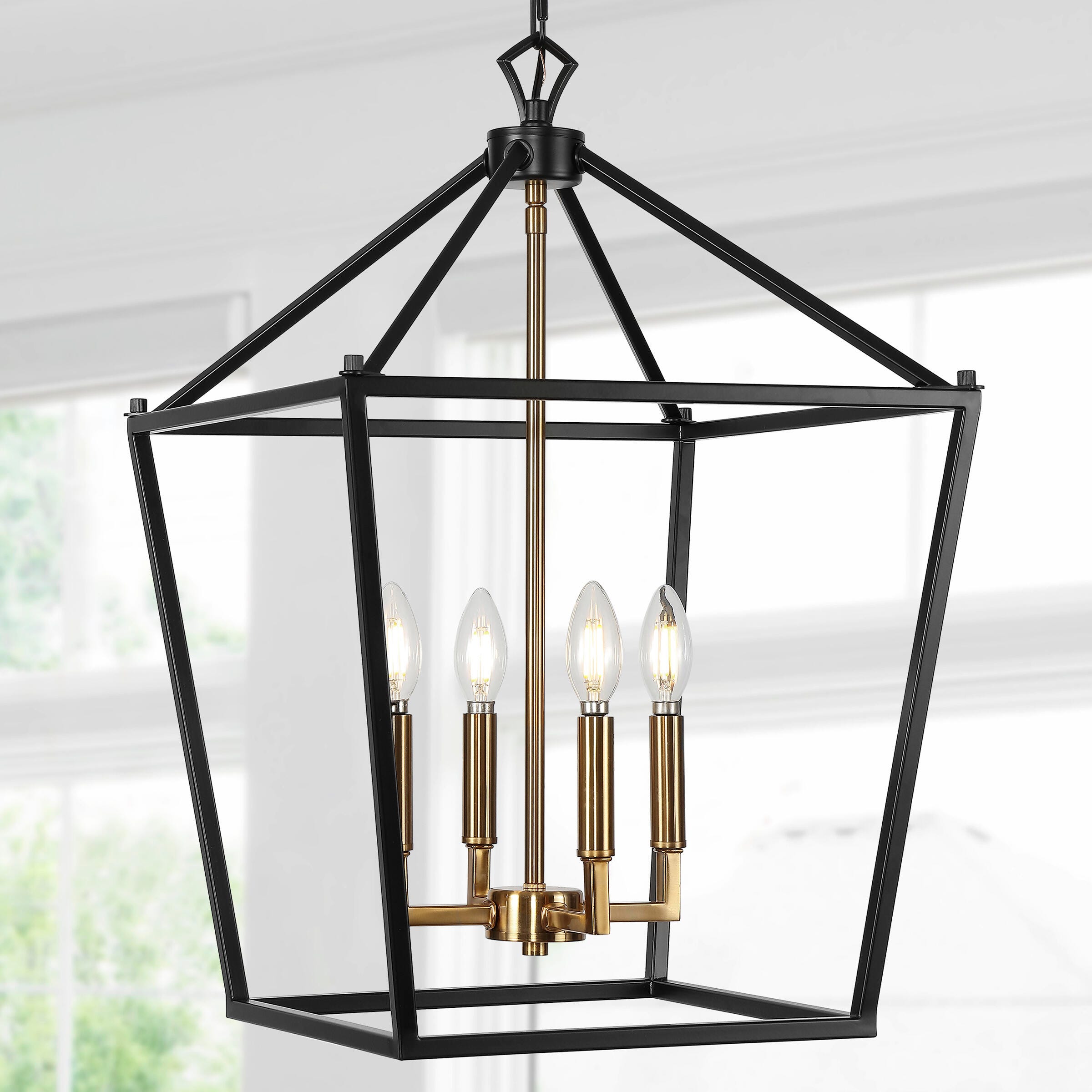 Jonathan Y Pagoda 4-Bulb LED Pendant Light, Bronze/Black, large