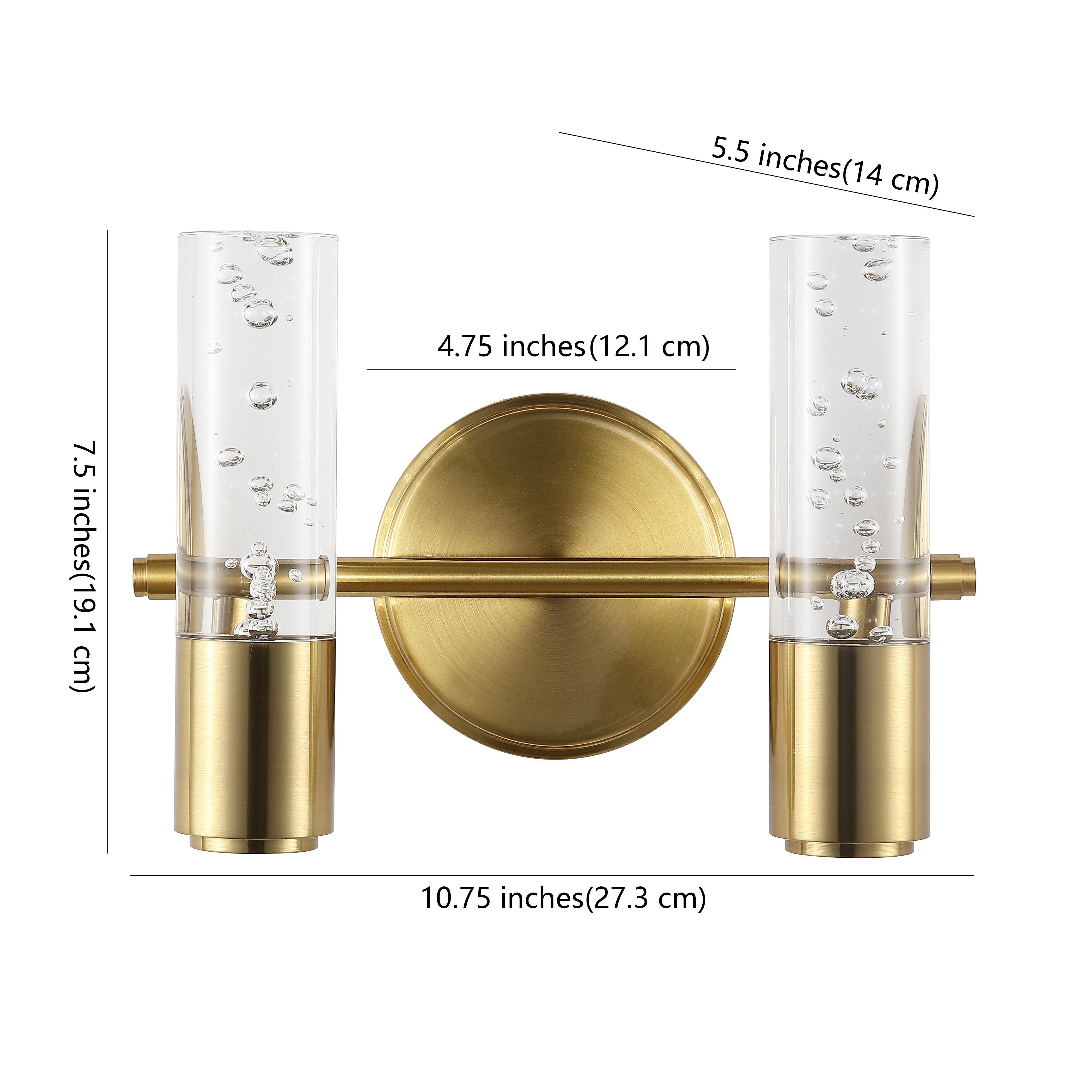 Jonathan Y 2-Light Cylinder Sconce, Brass/Gold, large