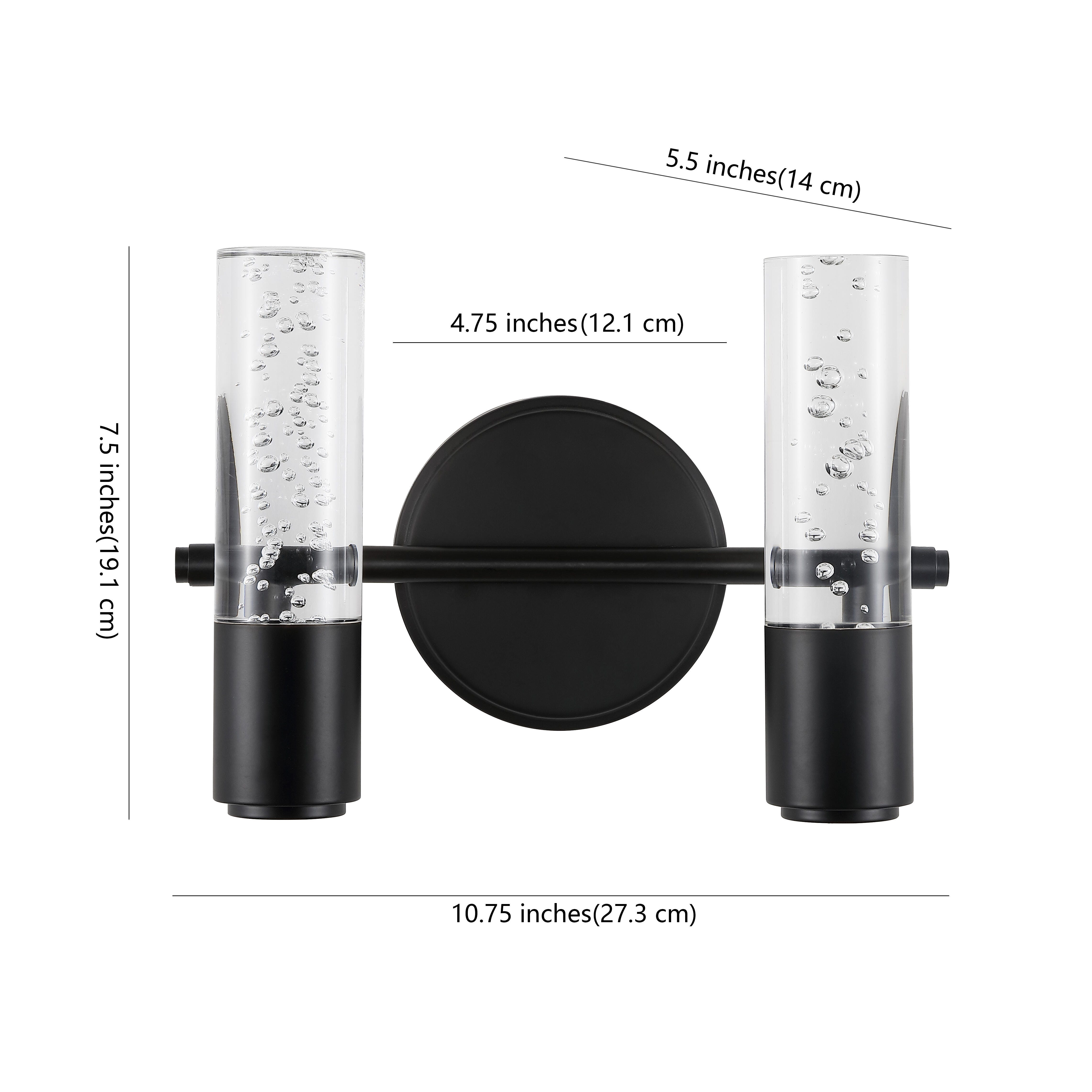Jonathan Y 2-Light Cylinder Sconce, Black, large