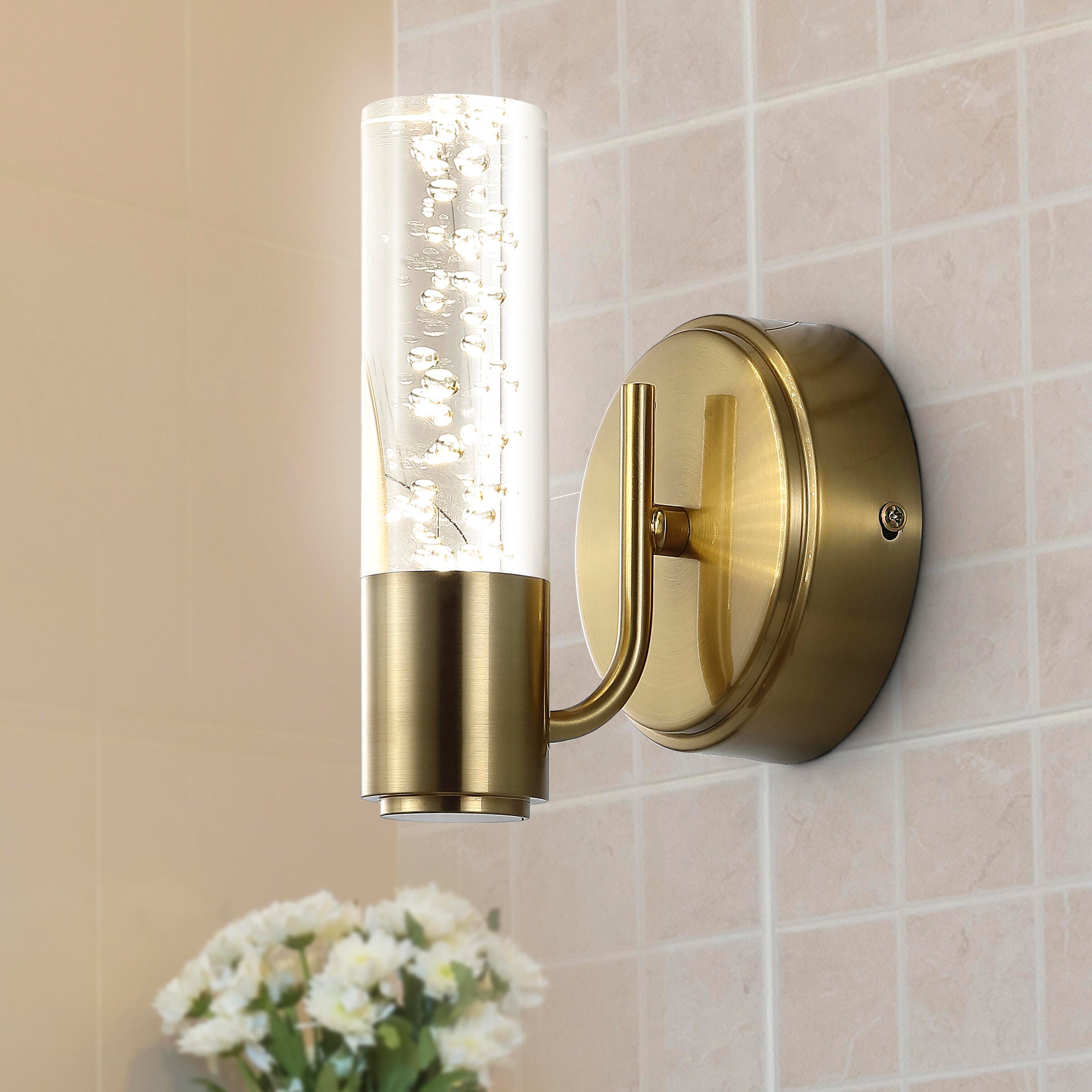 Jonathan Y 1-Light Small Sconce, Brass/Gold, large