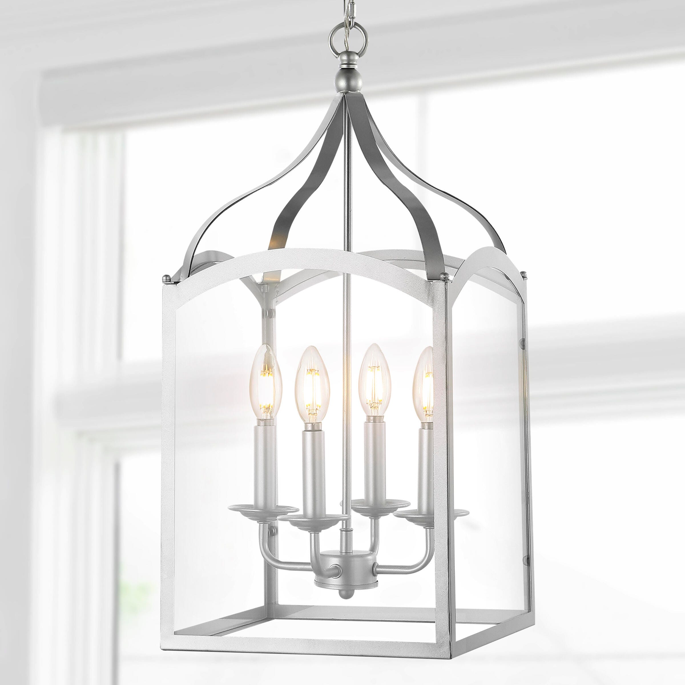 Jonathan Y 4-bulb Pendant Light, Silver, large