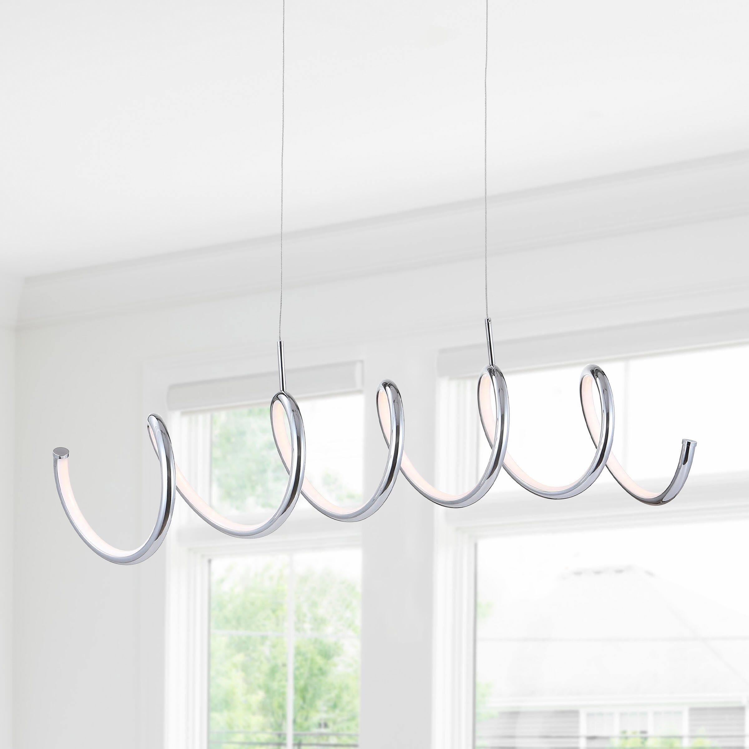 Jonathan Y 31" Linear Pendant Light, Chrome, large