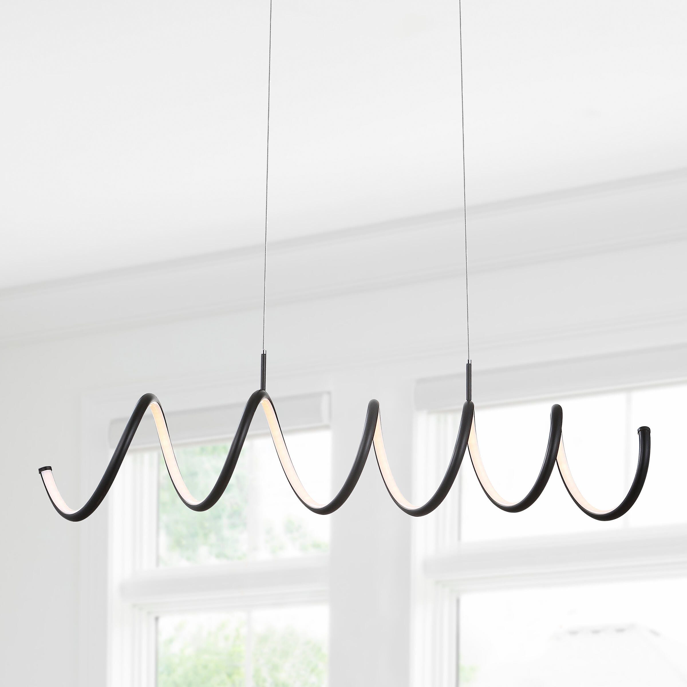 Jonathan Y 31" Linear Pendant Light, Black, large