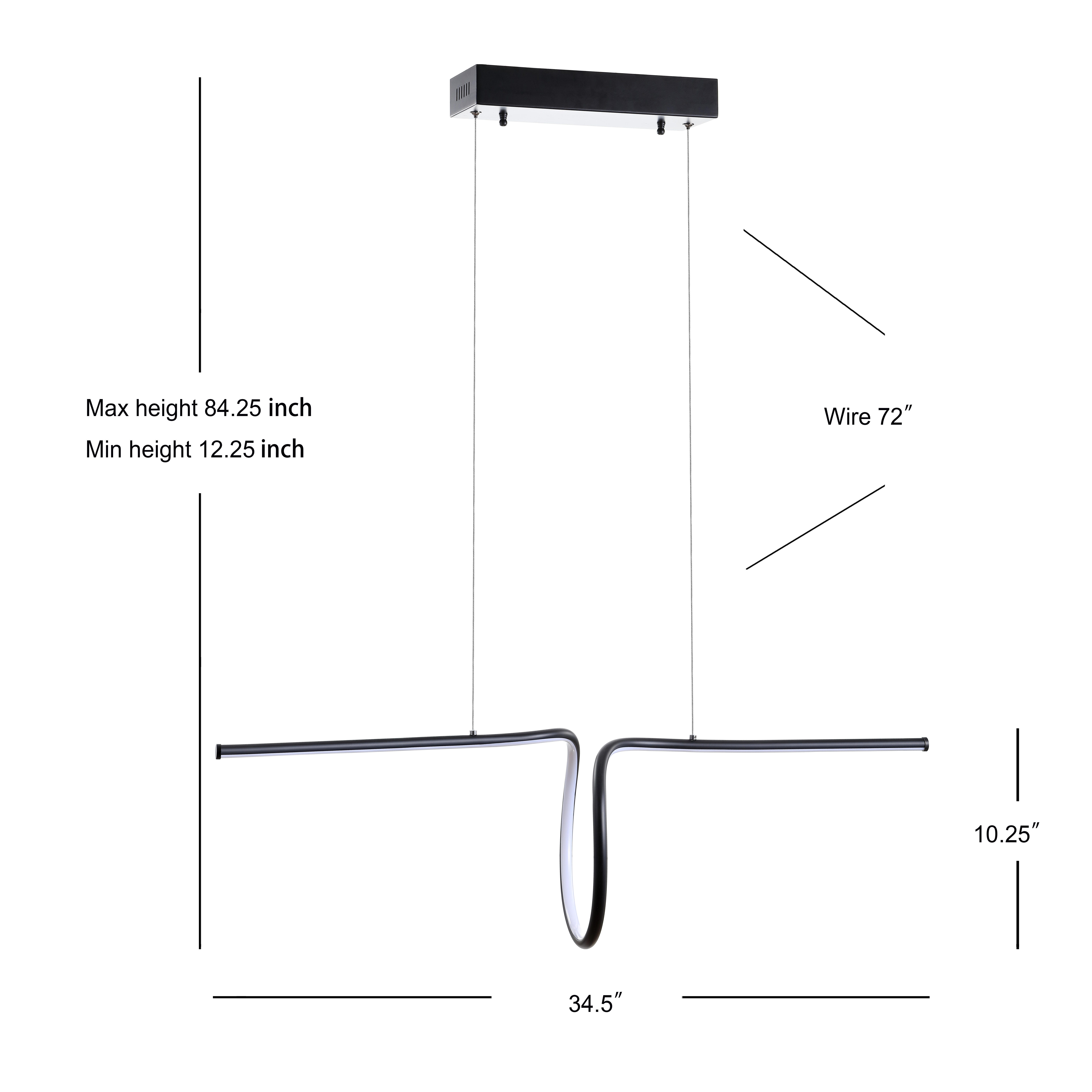 Jonathan Y 34" Linear Pendant Light, Black, large