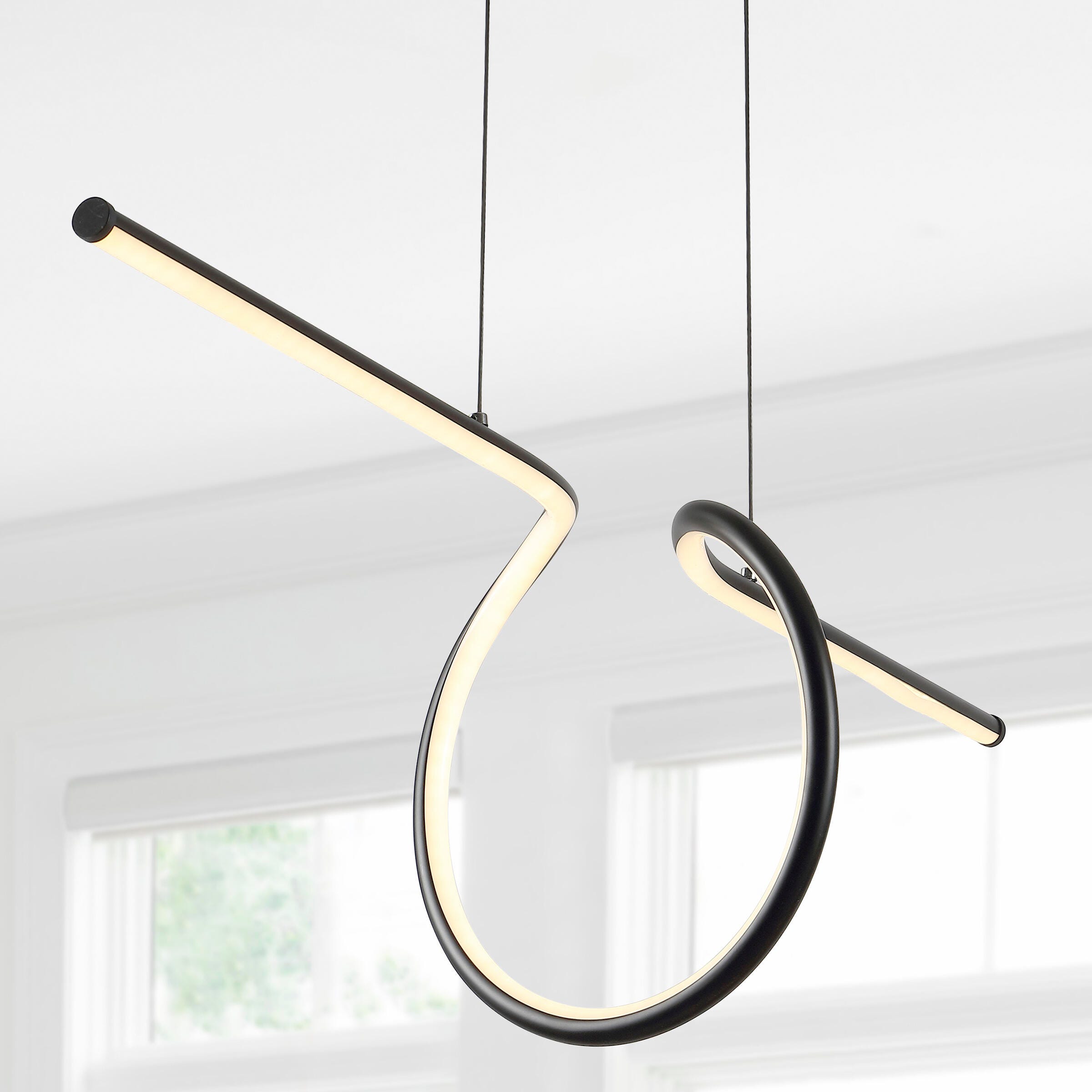 Jonathan Y 34" Linear Pendant Light, Black, large