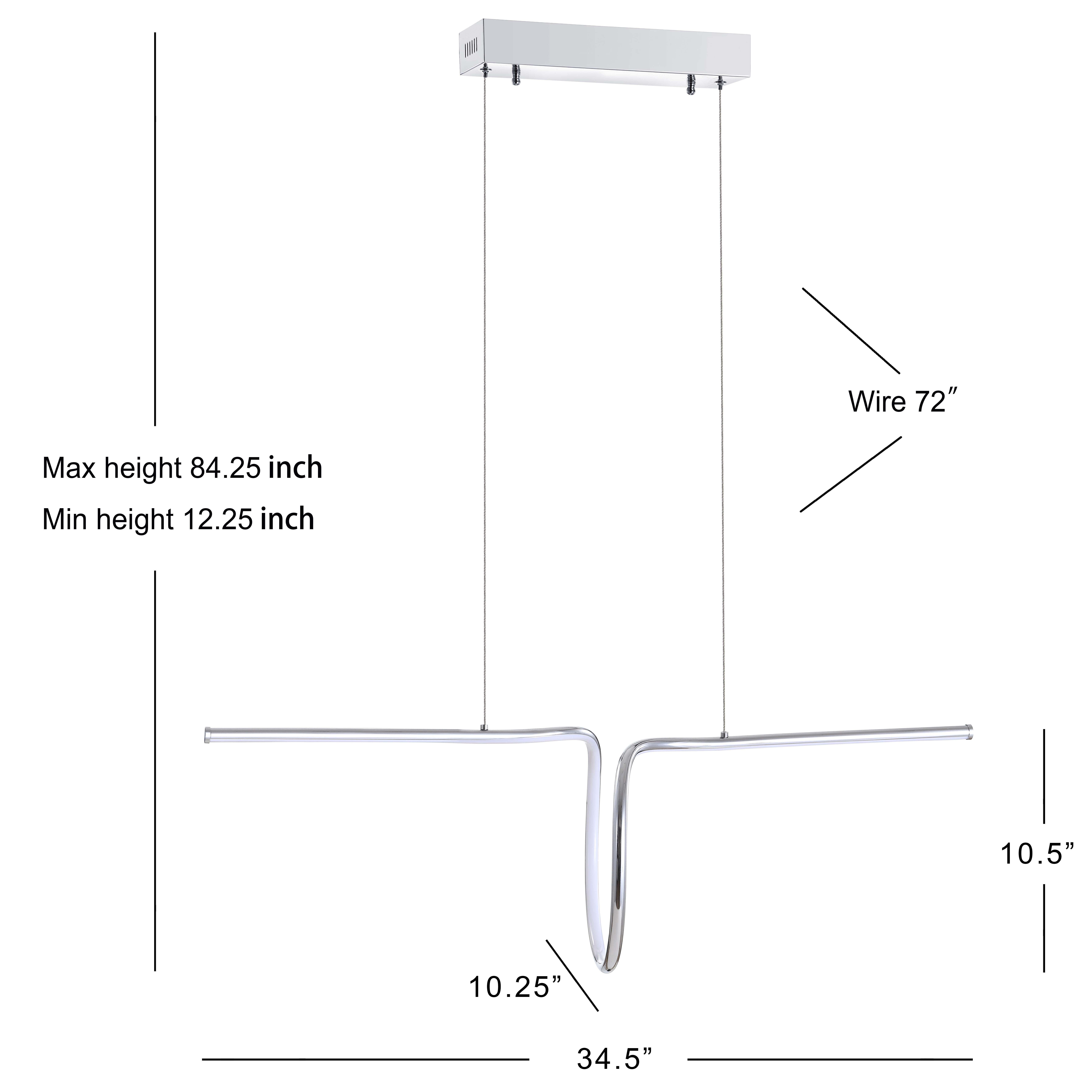 Jonathan Y 34" Linear Pendant Light, Chrome, large