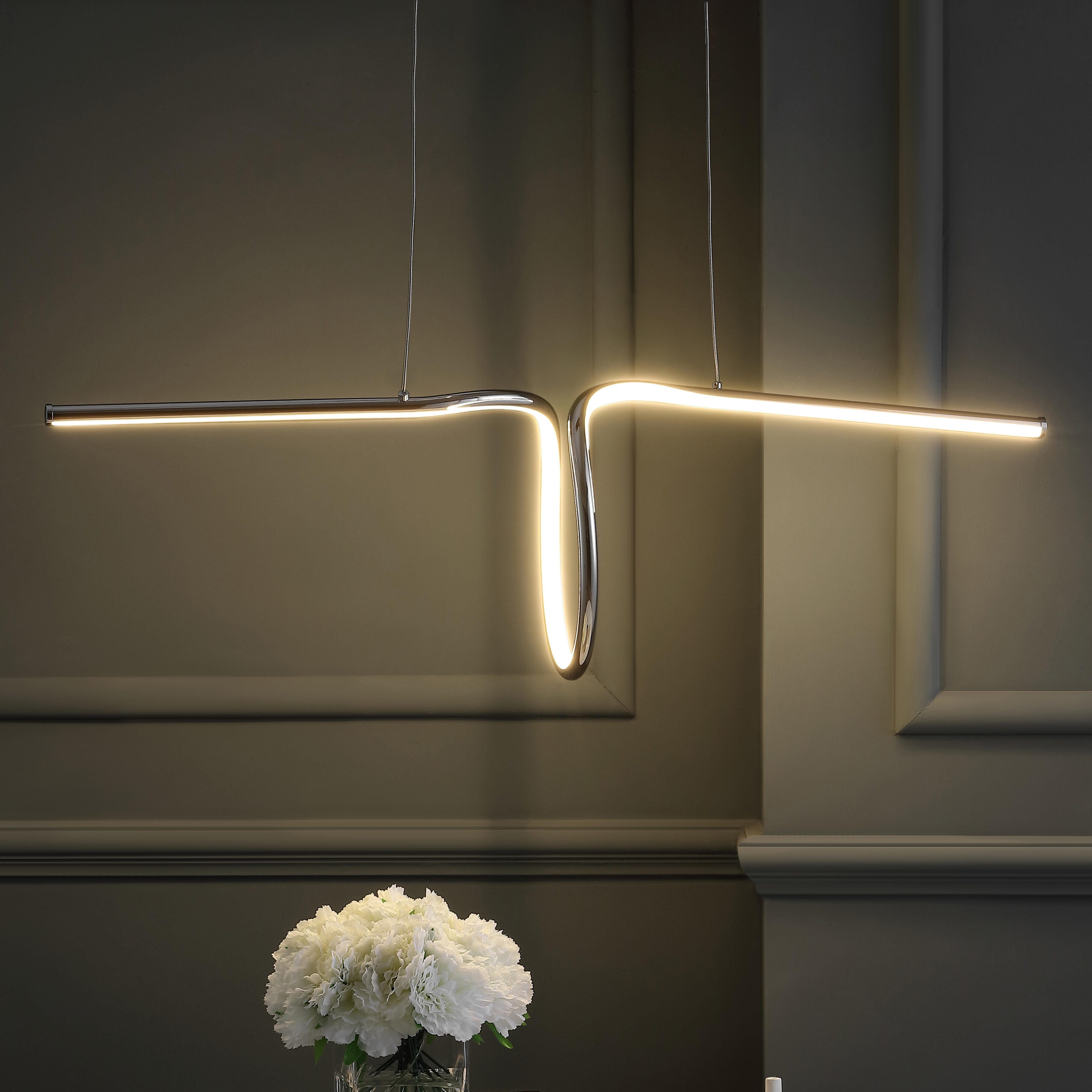 Jonathan Y 34" Linear Pendant Light, Chrome, large