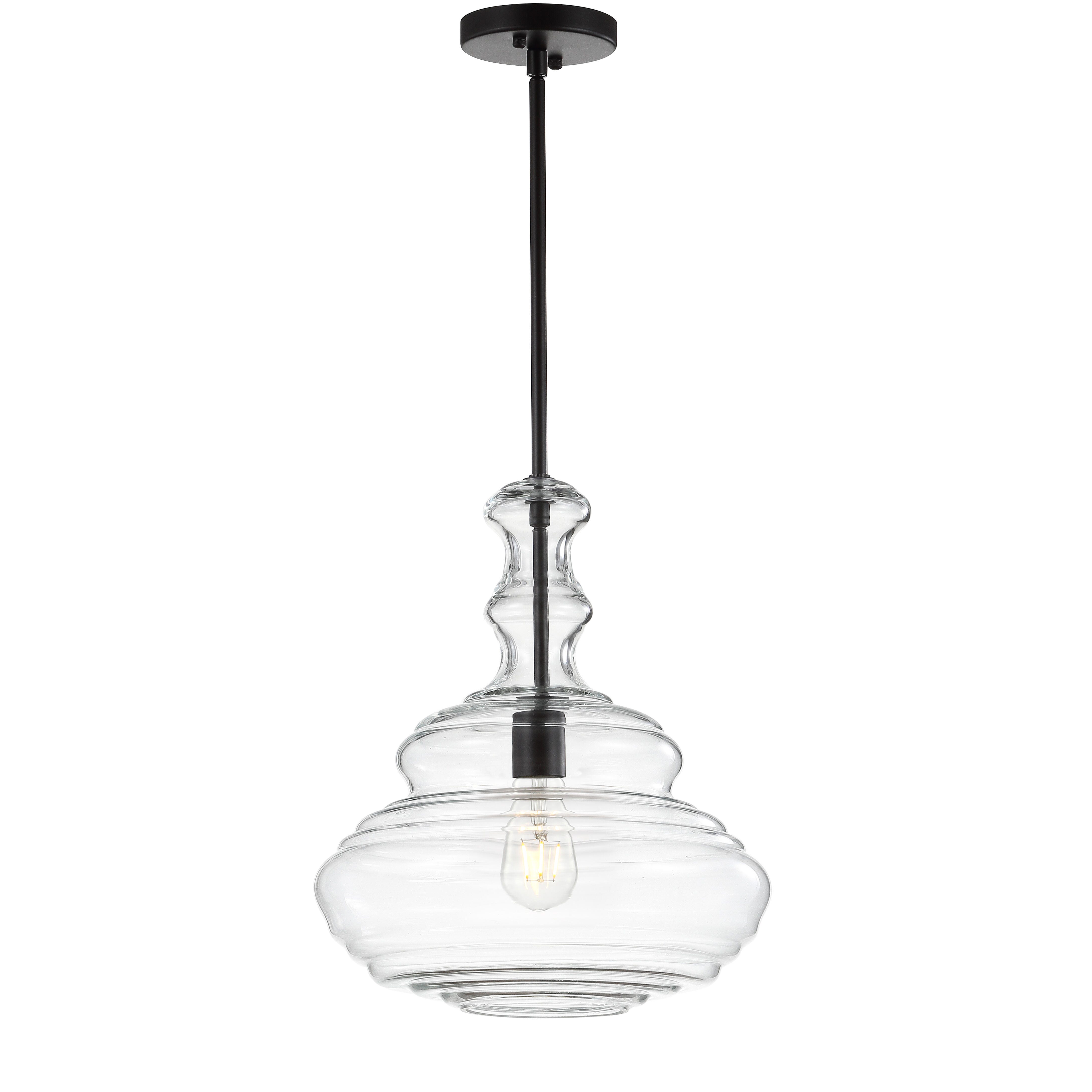 Jonathan Y Bettina Pendant Light, Oil Rubbed Bronze/Clear, large