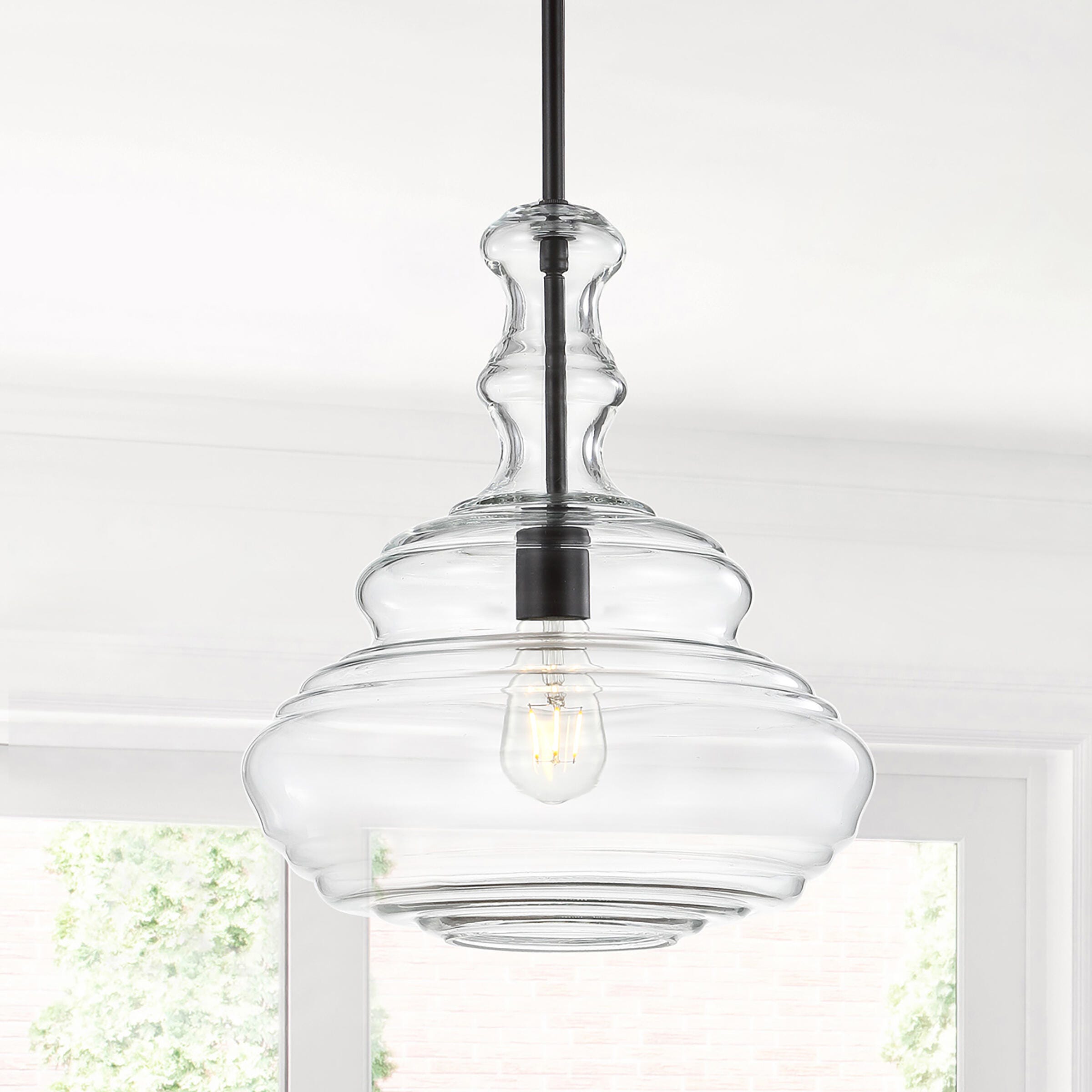 Jonathan Y Bettina Pendant Light, Oil Rubbed Bronze/Clear, large
