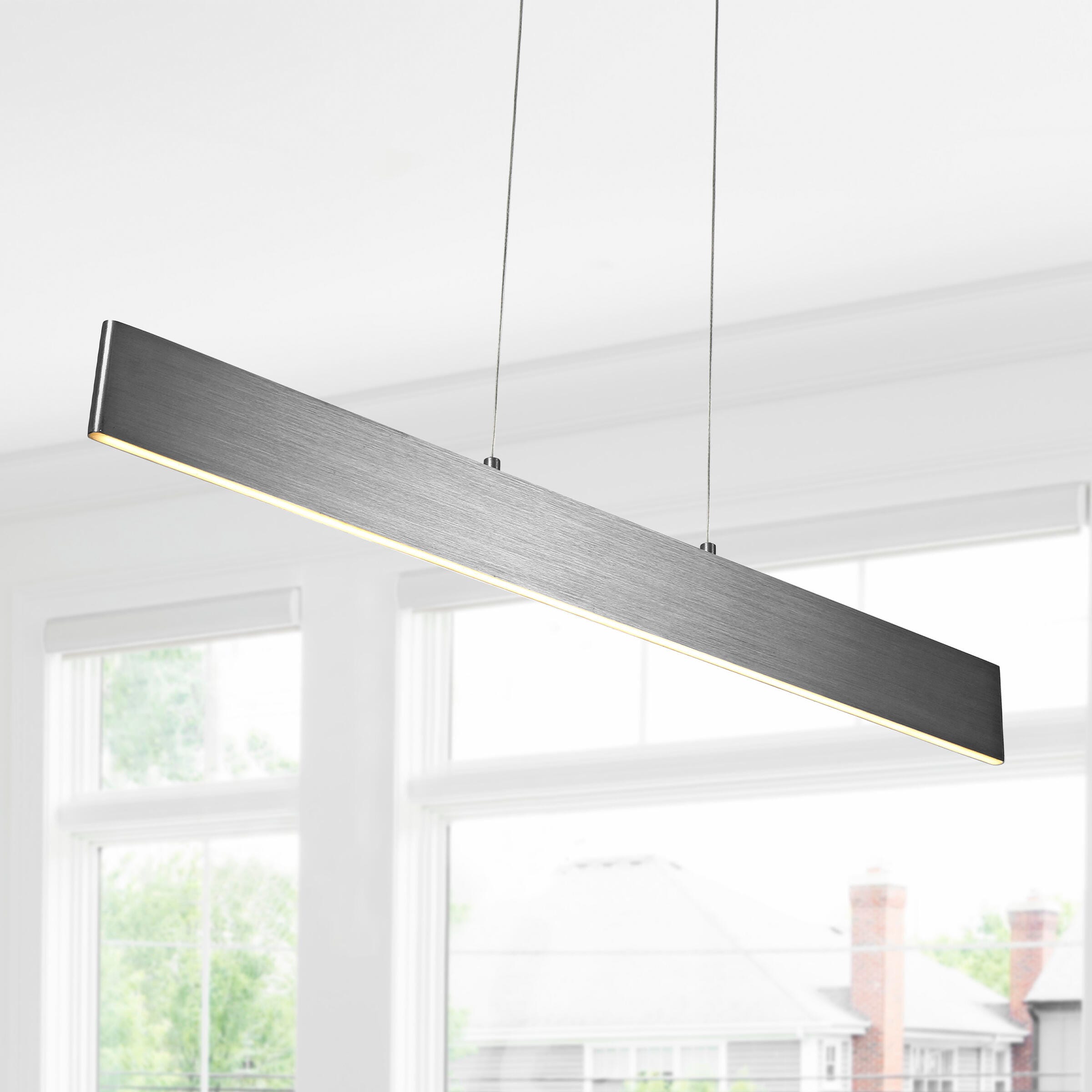 Jonathan Y Draper Pendant Light, Brushed Aluminum, large