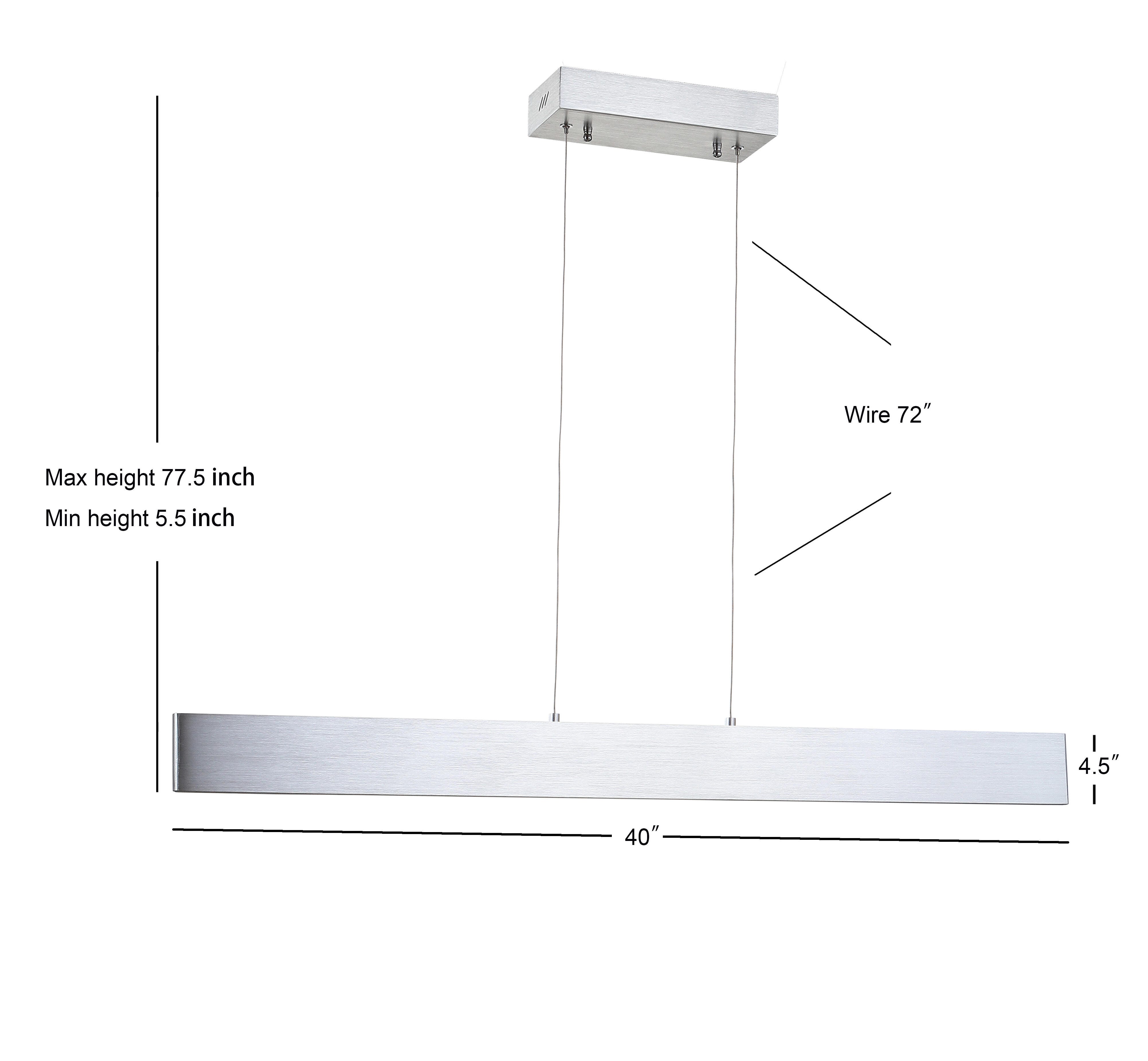 Jonathan Y Draper LED Pendant Light, Brushed Aluminum, large