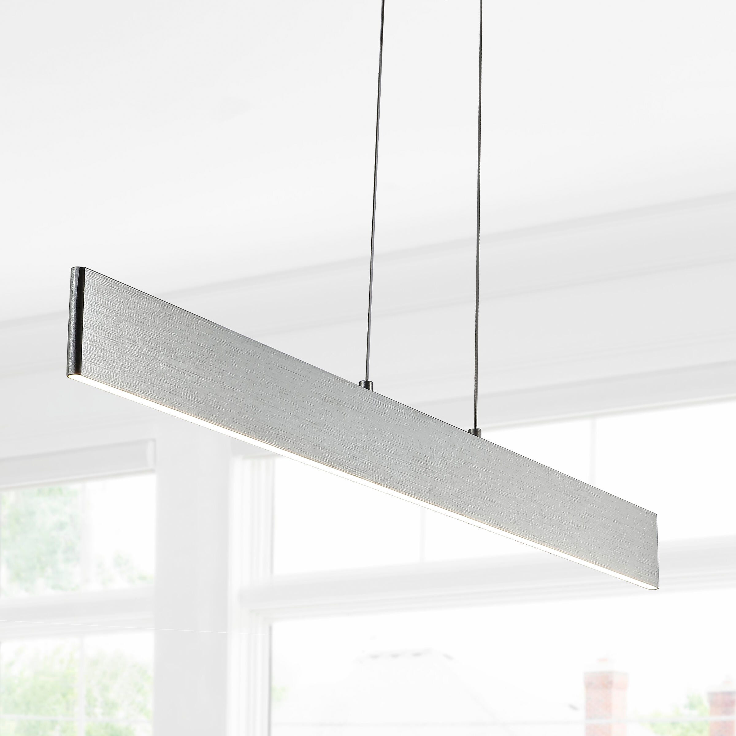 Jonathan Y Draper LED Pendant Light, Brushed Aluminum, large