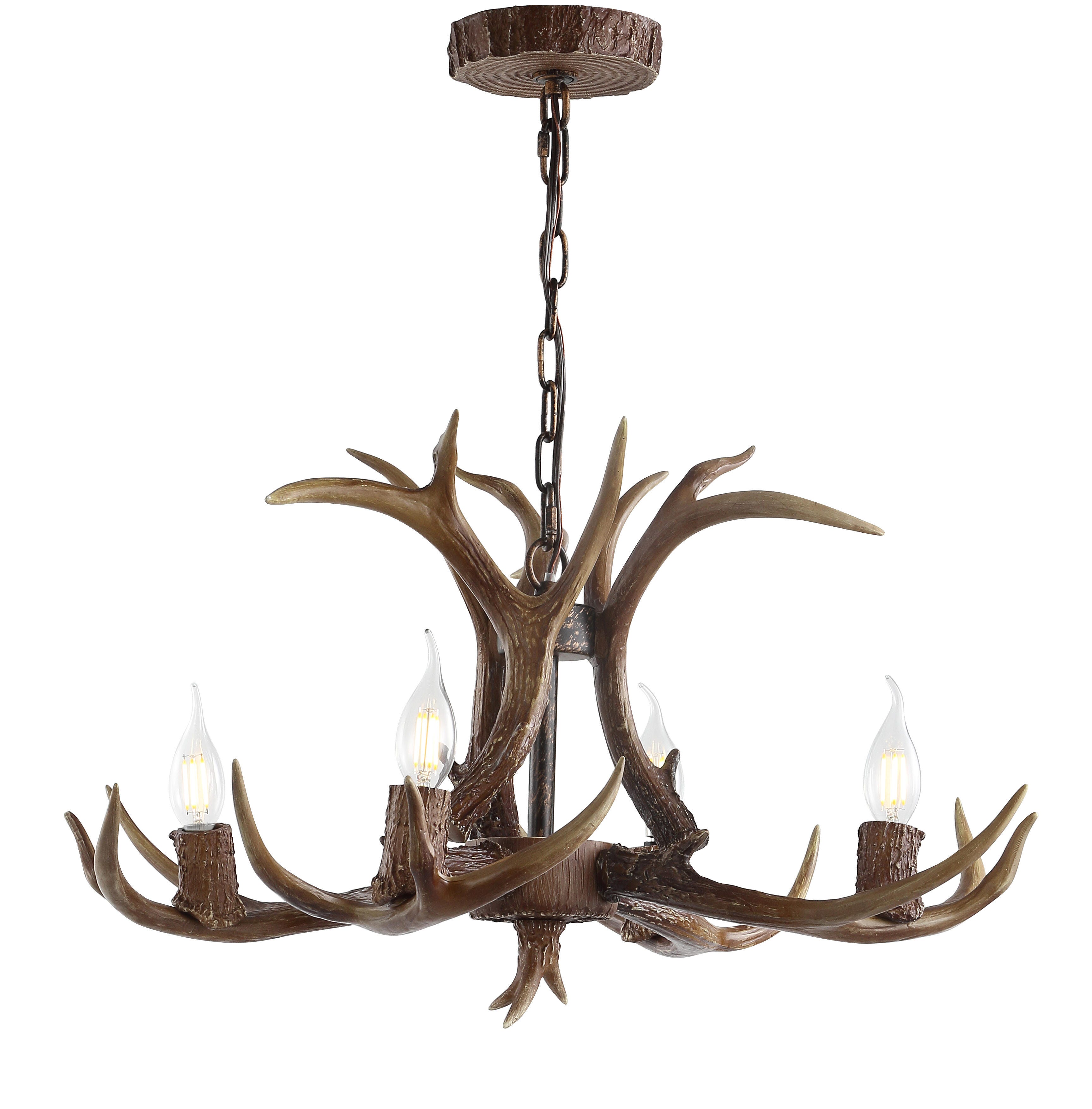 Jonathan Y Eldora 4-Light LED Chandelier, Brown, large