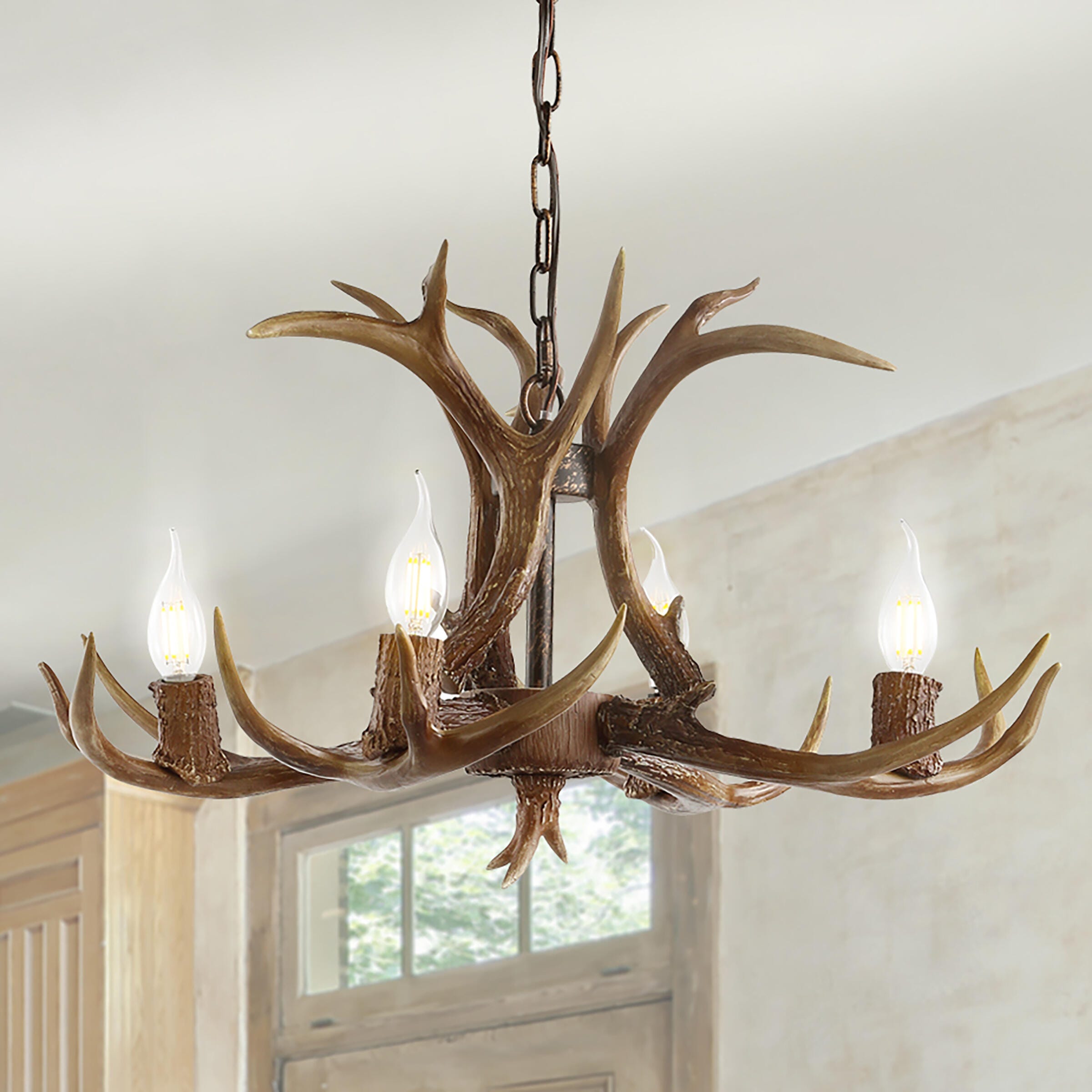 Jonathan Y Eldora 4-Light LED Chandelier, Brown, large