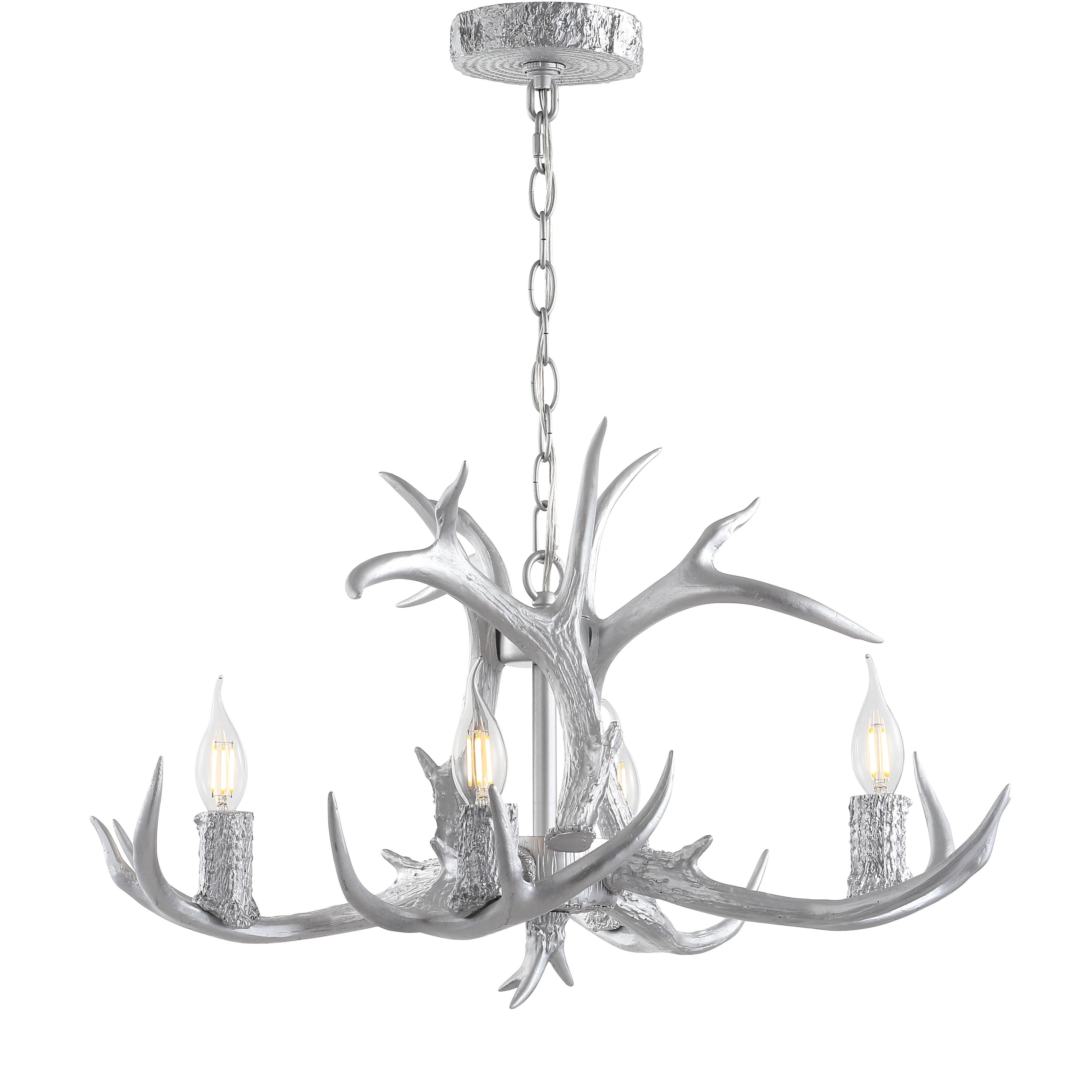 Jonathan Y Eldora 4-Light LED Chandelier, Silver, large