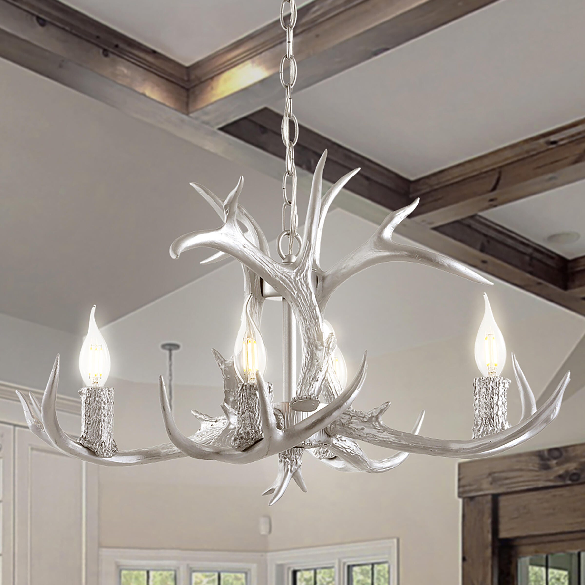 Jonathan Y Eldora 4-Light LED Chandelier, Silver, large