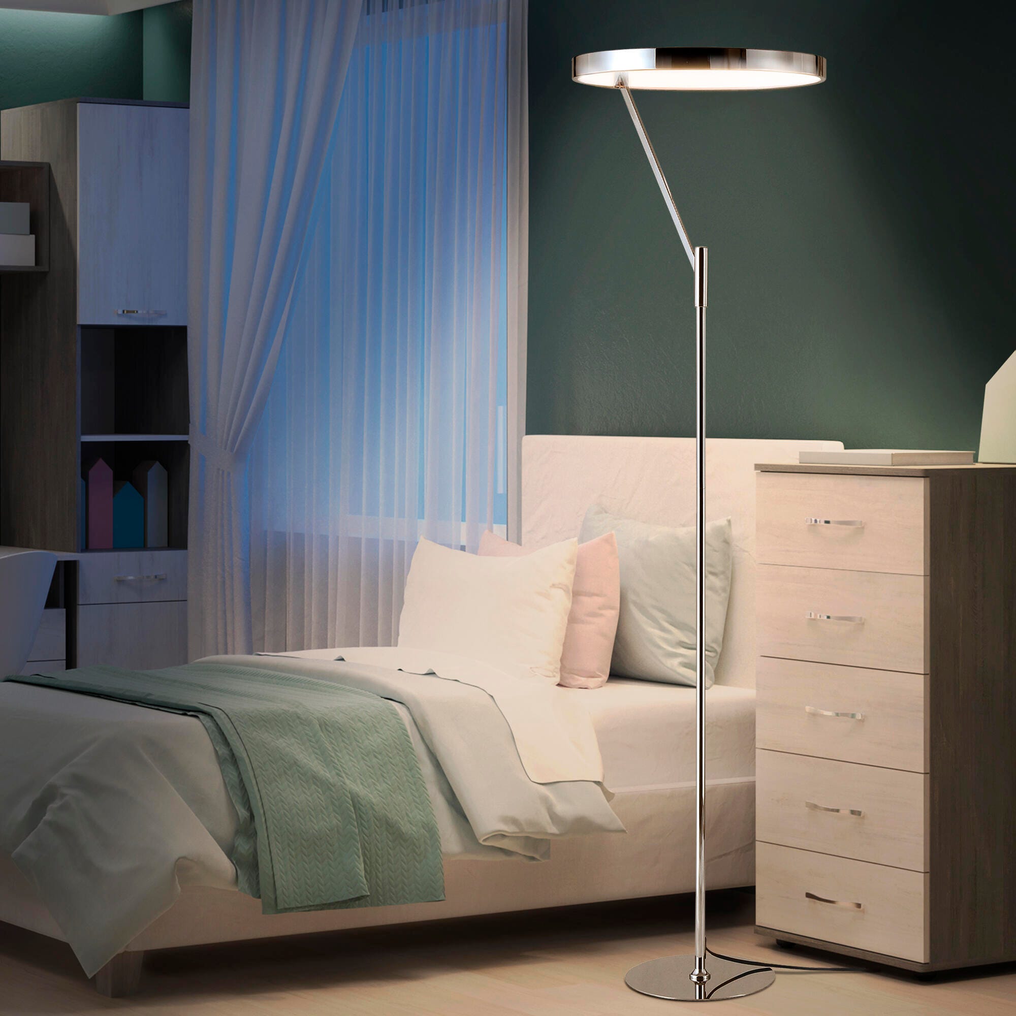 Jonathan Y Owen Floor Lamp, Chrome, large