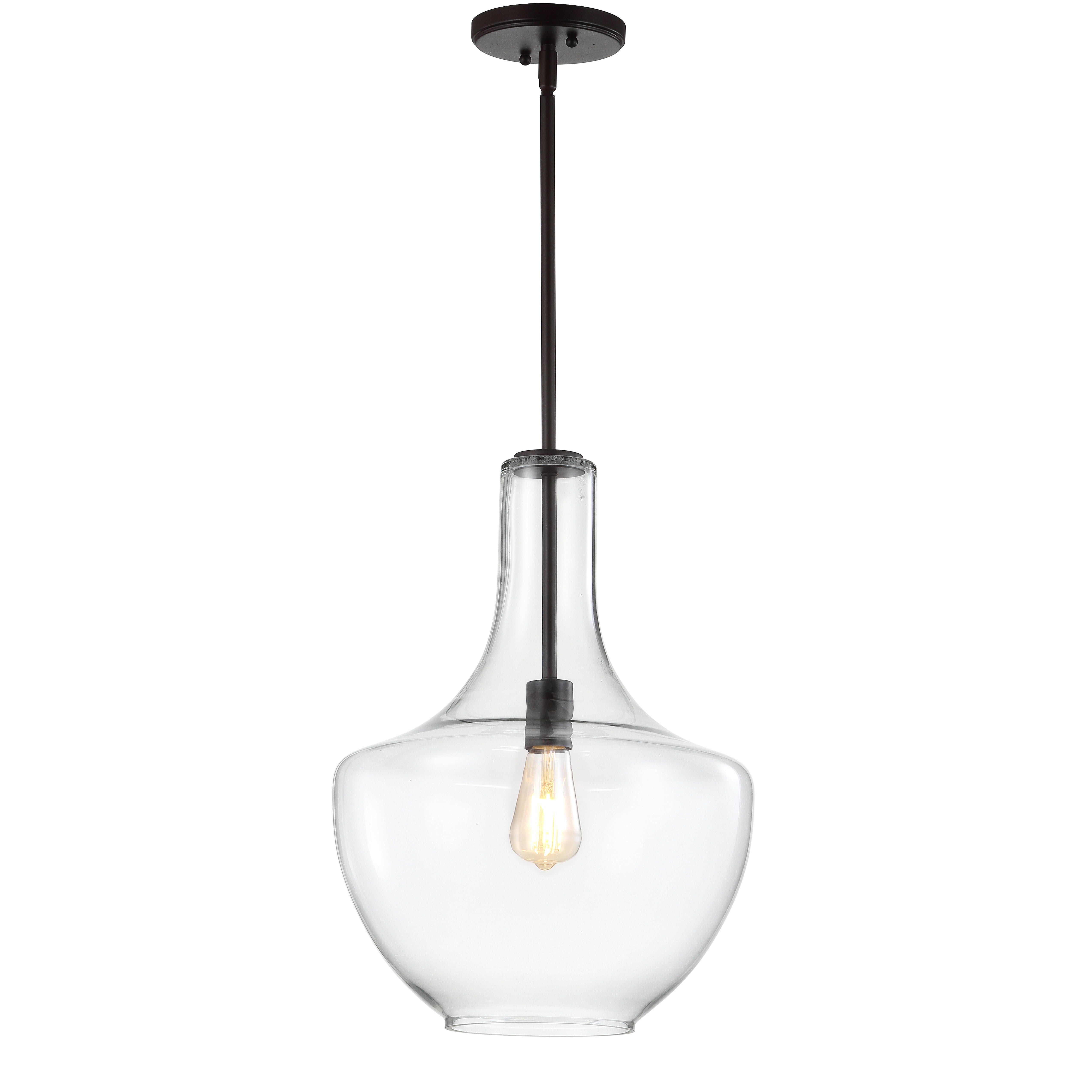 Jonathan Y Watts Pendant Light, Oil Rubbed Bronze/Clear, large