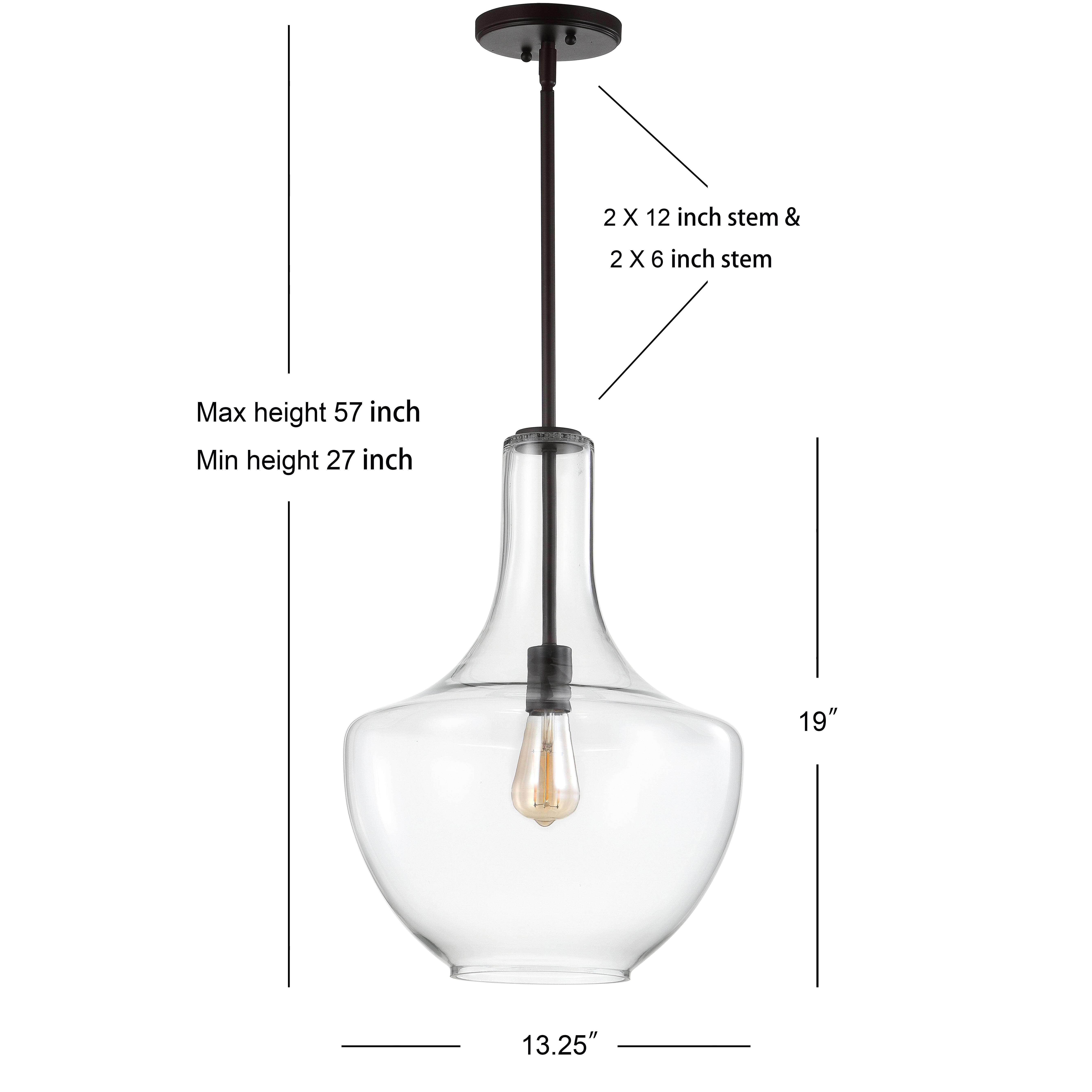 Jonathan Y Watts Pendant Light, Oil Rubbed Bronze/Clear, large