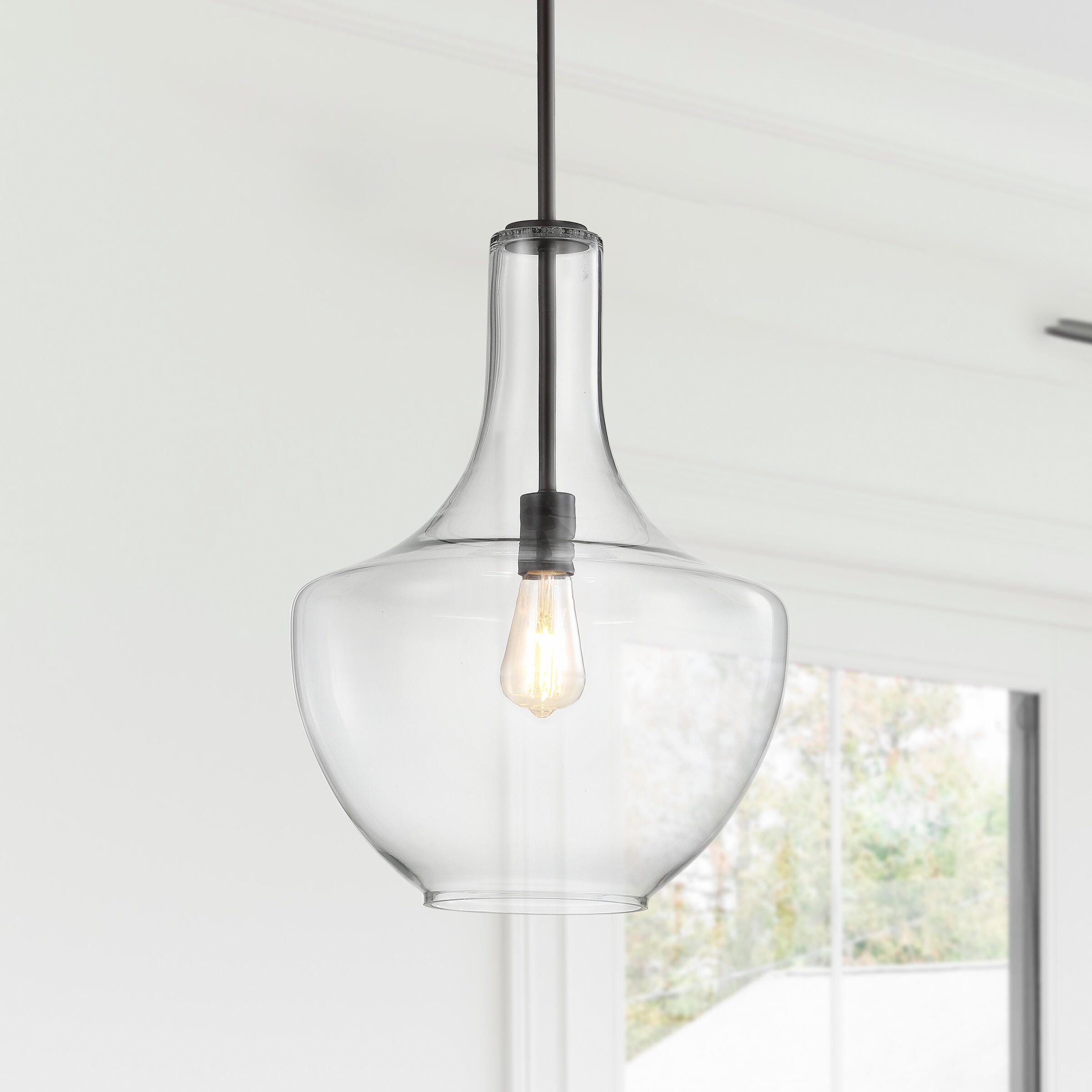 Jonathan Y Watts Pendant Light, Oil Rubbed Bronze/Clear, large